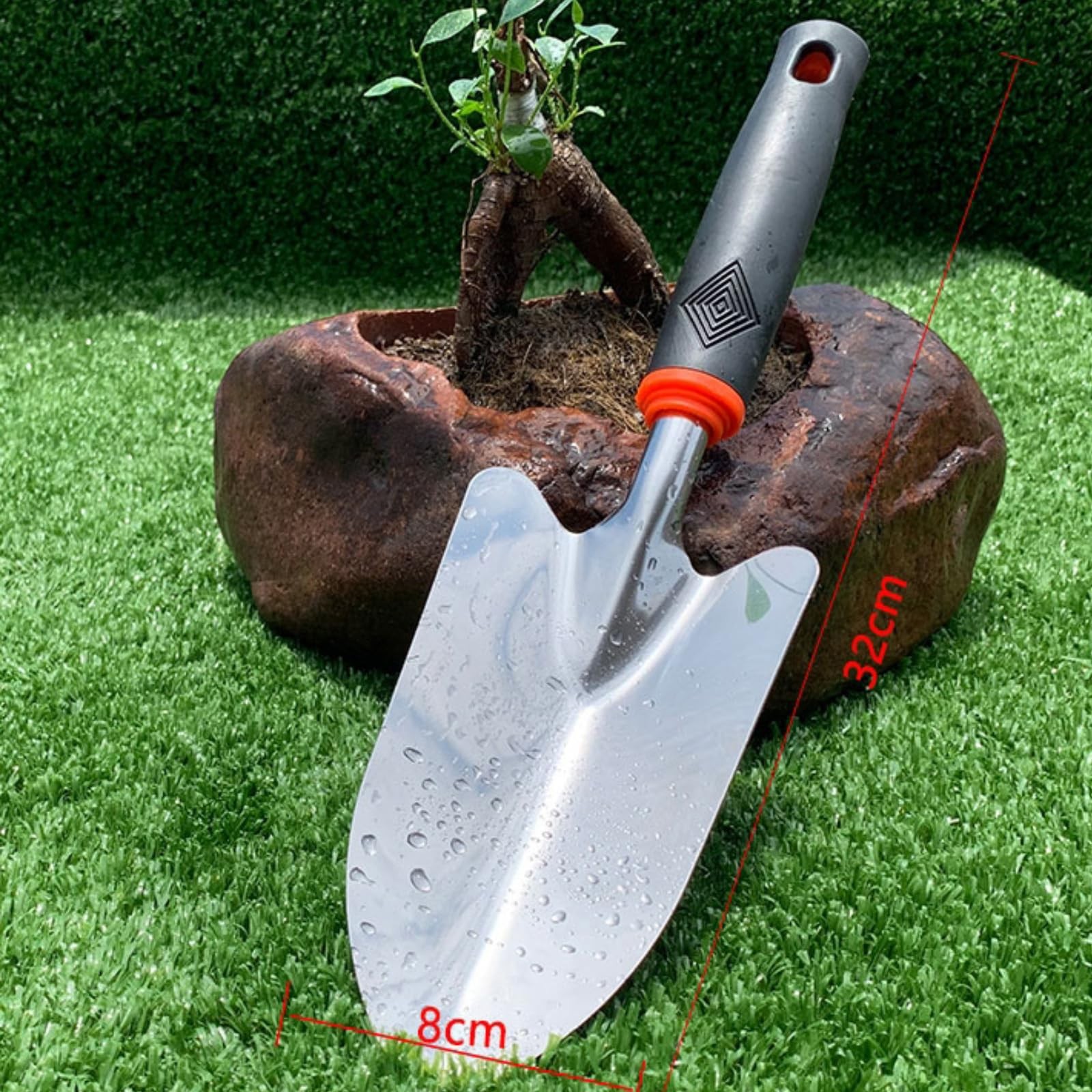 Garden Tool Shovel Digging Trowel Stainless Steel Spade Anti Slip Rubber Handle