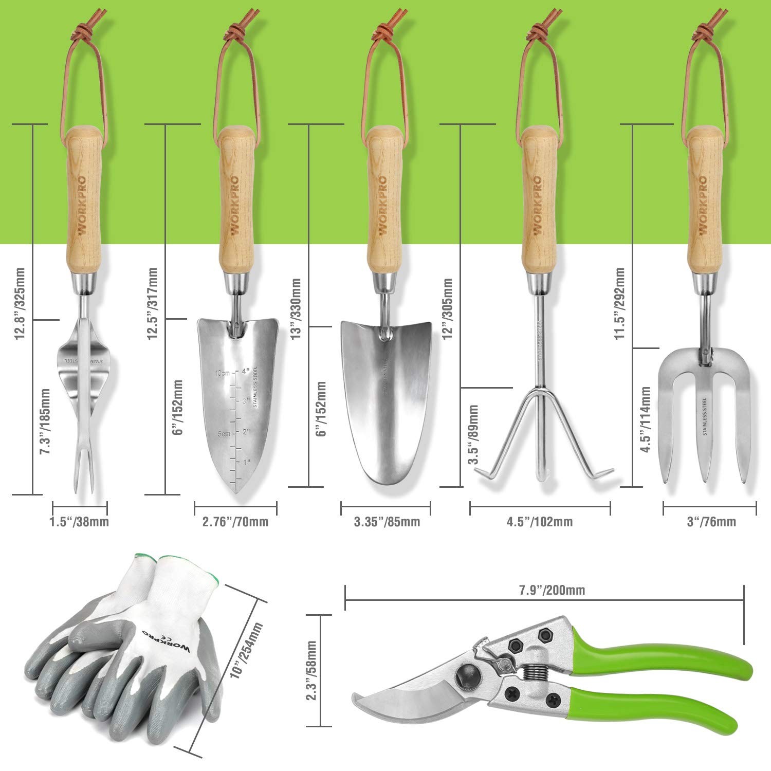 Garden Tools Set, 8 Piece, Stainless Steel Heavy Duty Gardening Tools with Wo…