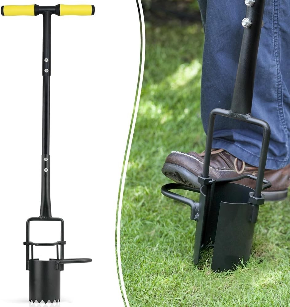Planter Tool Long Handle Serrated Base Gardening Bulb Transplanter w Soft Grip