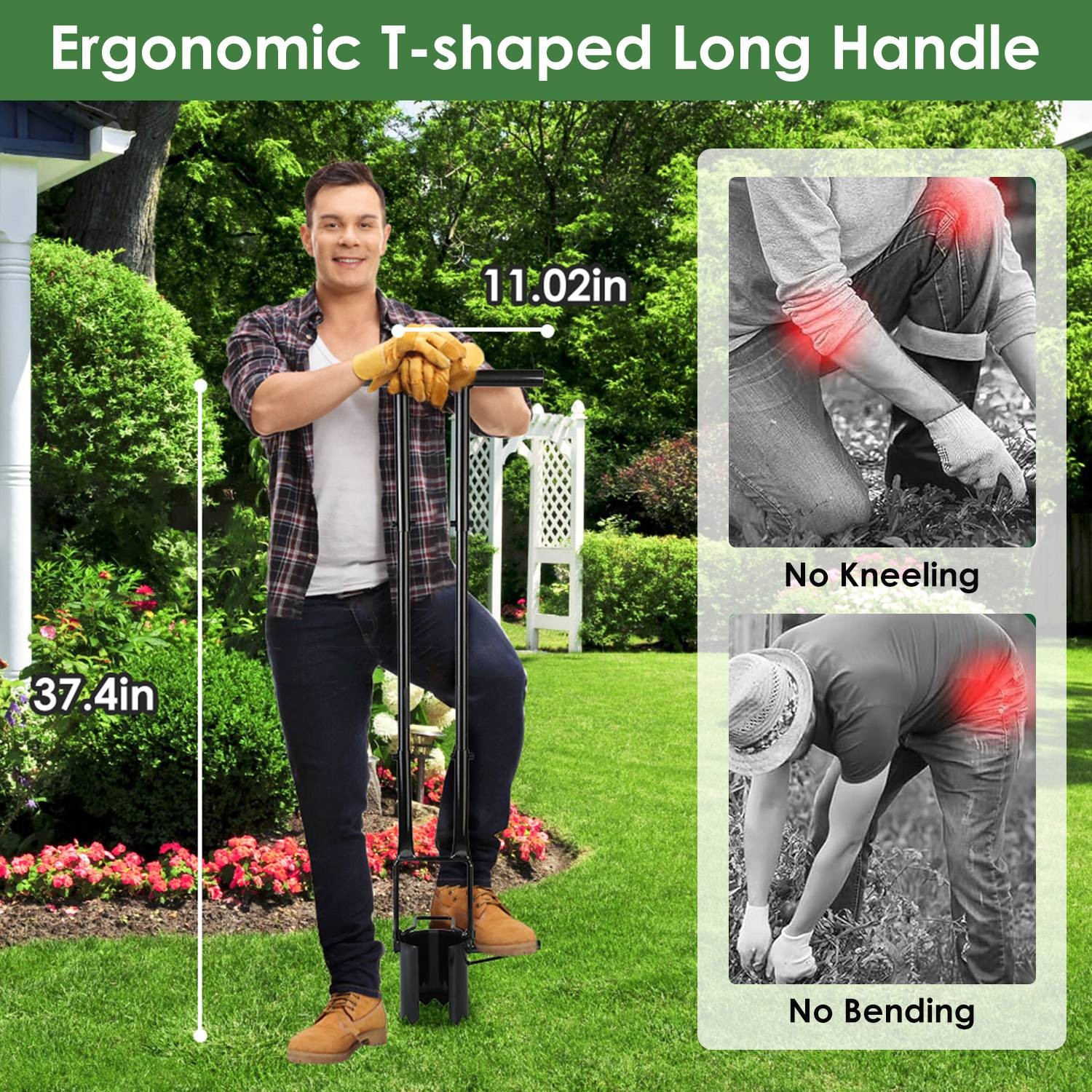 Bulb Planter Long Handle Gardening Bulb Planter Dual Pedal Digging Tool Portable