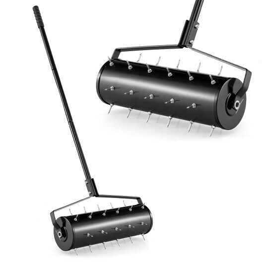18/21 Inch Manual Lawn Aerator with Detachable Handle-21 inches – Color: Black –