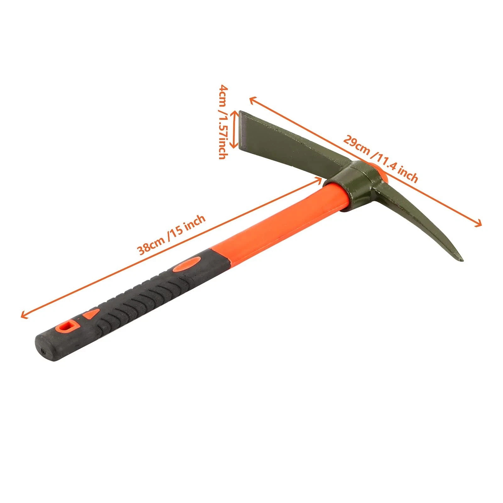Mini Pick Mattock Hoe Forged Steel Adze Grubbing Hoe Fiberglass Ergonomic Grip