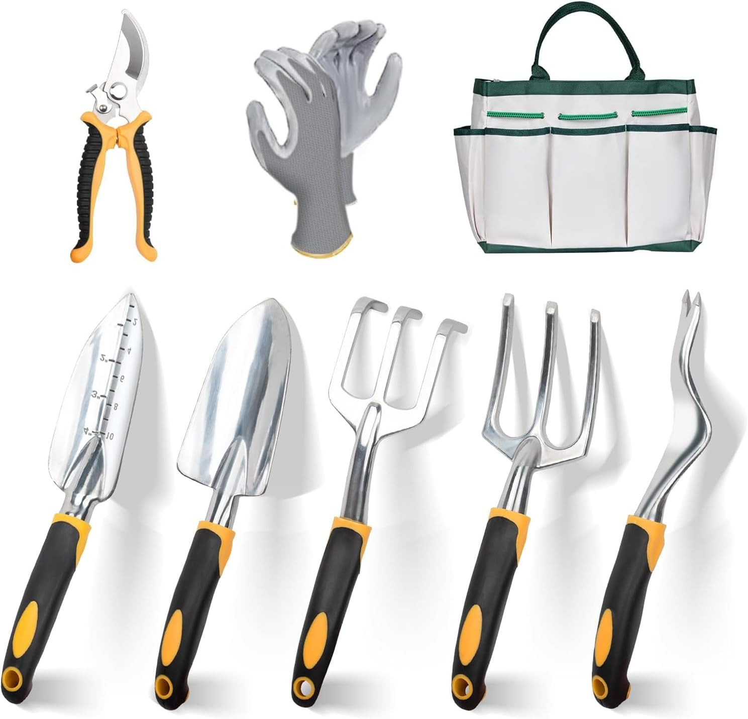 Garden Tools, 8 Piece Heavy Duty Gardening Tools Set with Non-Slip Rubber Grip,