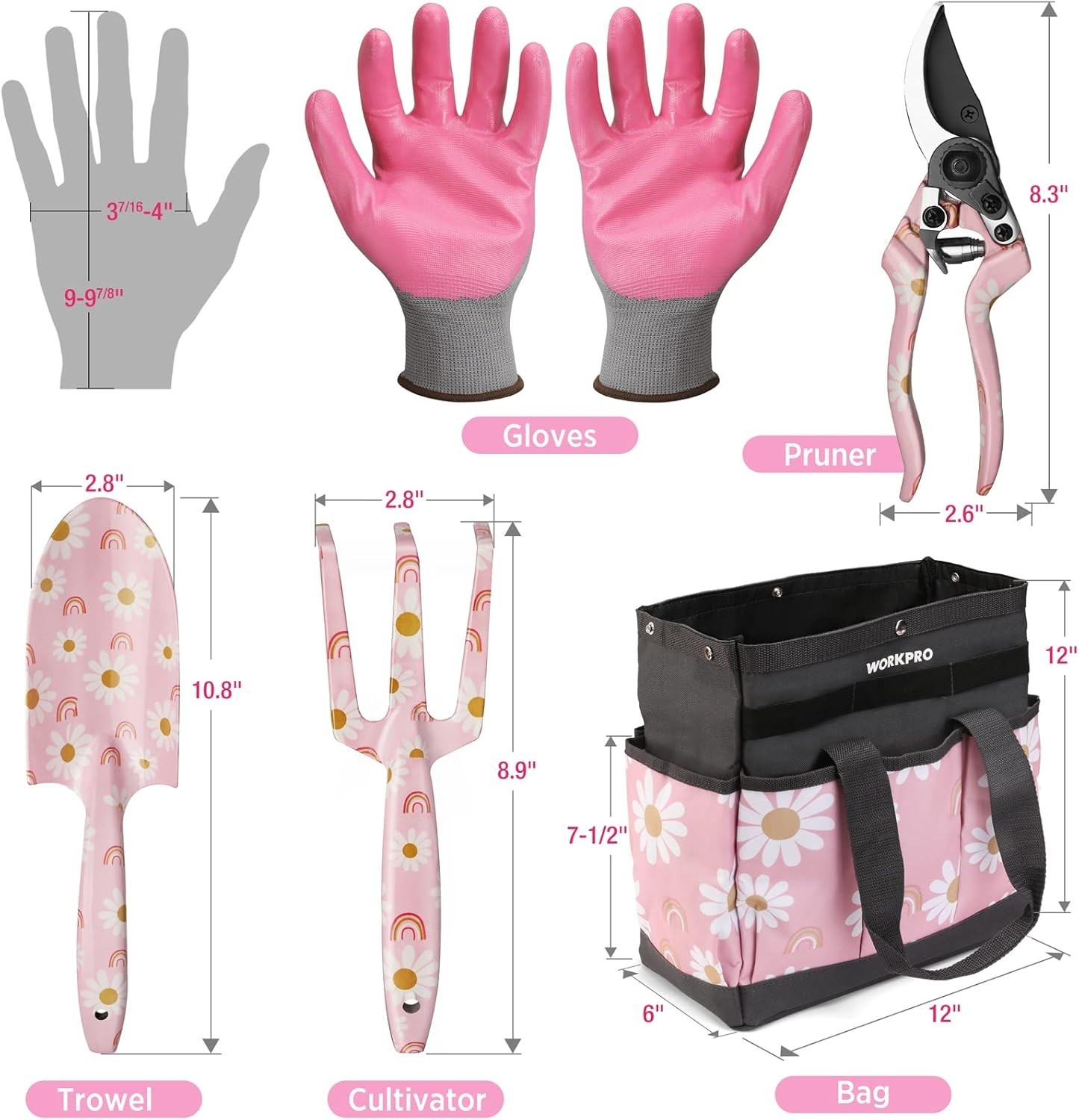 Chic Pink 5PCS Garden Tool Set with Flower Patterns – Ideal Gifts for Women