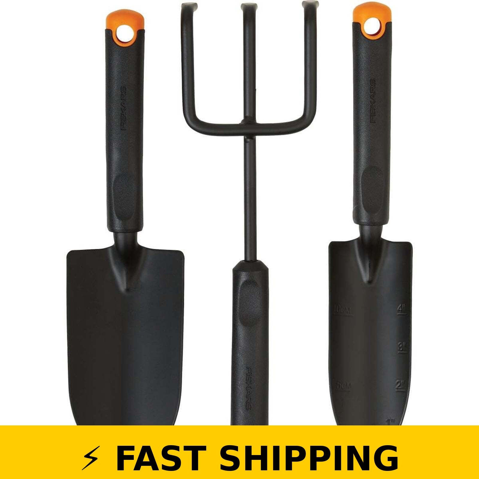Fiskars 3-Piece Garden Tool Set – Trowel, Transplanter, Cultivator