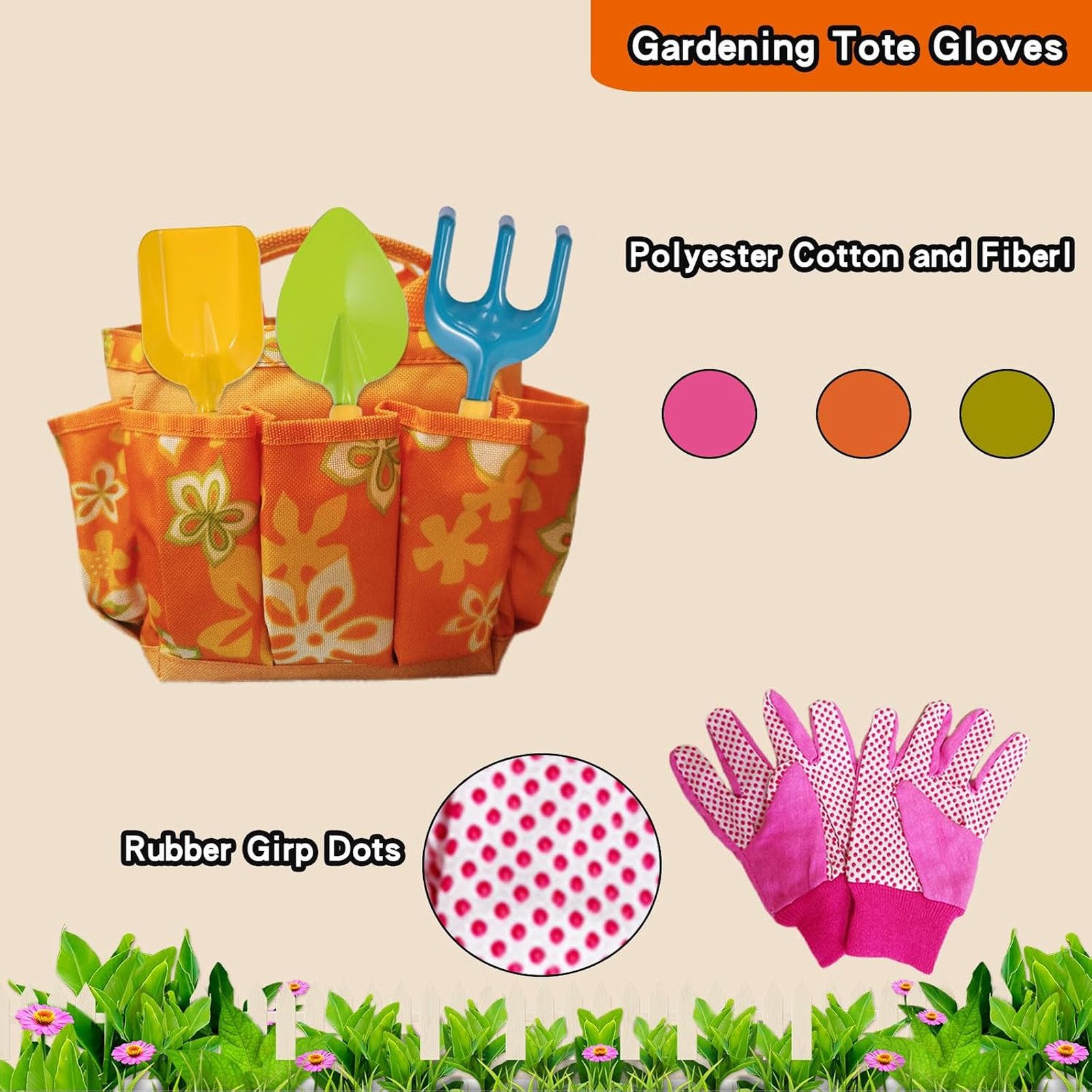 Kids Gardening Set for Girls Boys Ages 3 7 13 Pieces Garden Tool Kit with Apron
