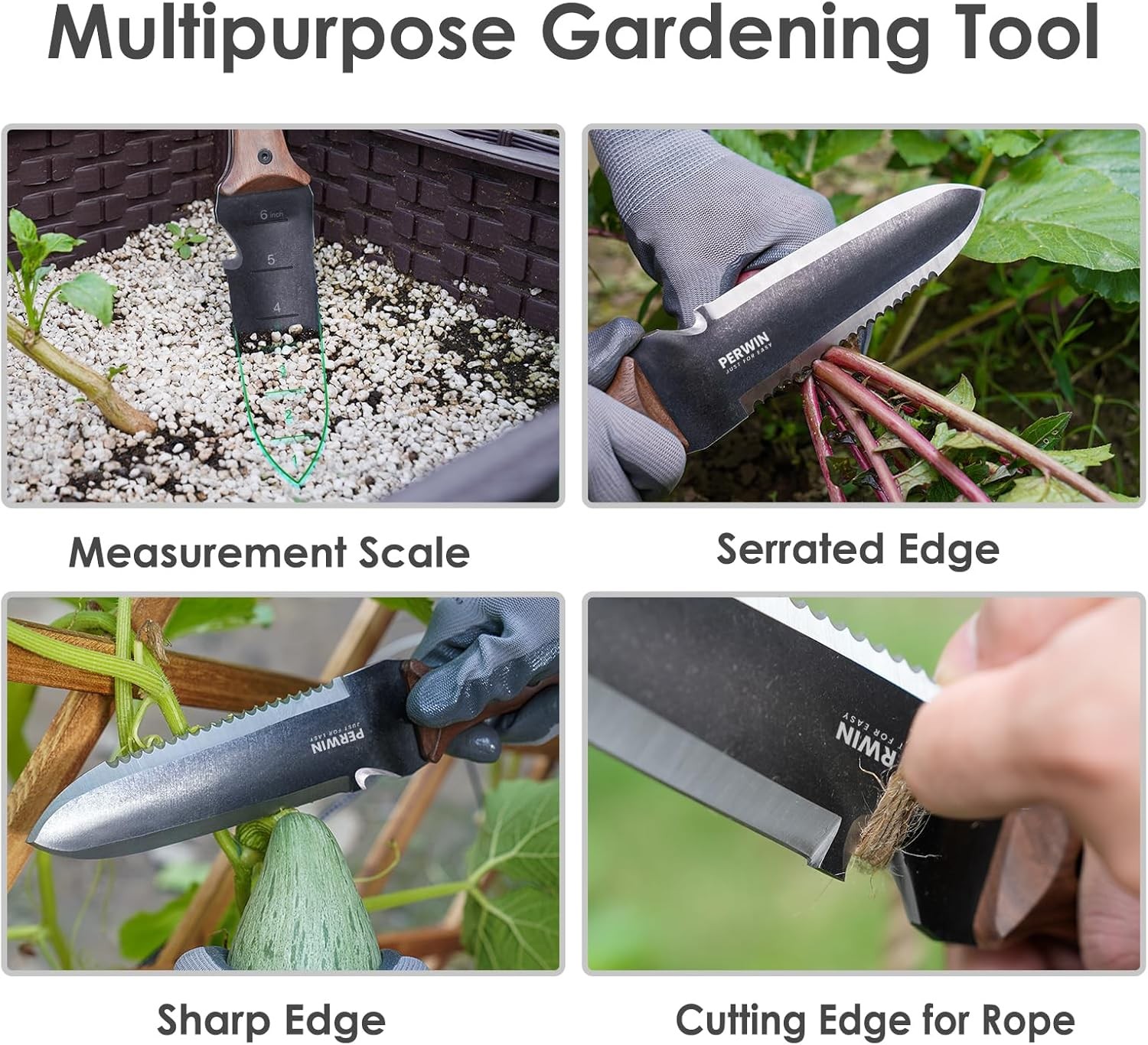 Hori Hori Garden Knife with Sheath – Japanese Weeding & Planting Tool, Soil