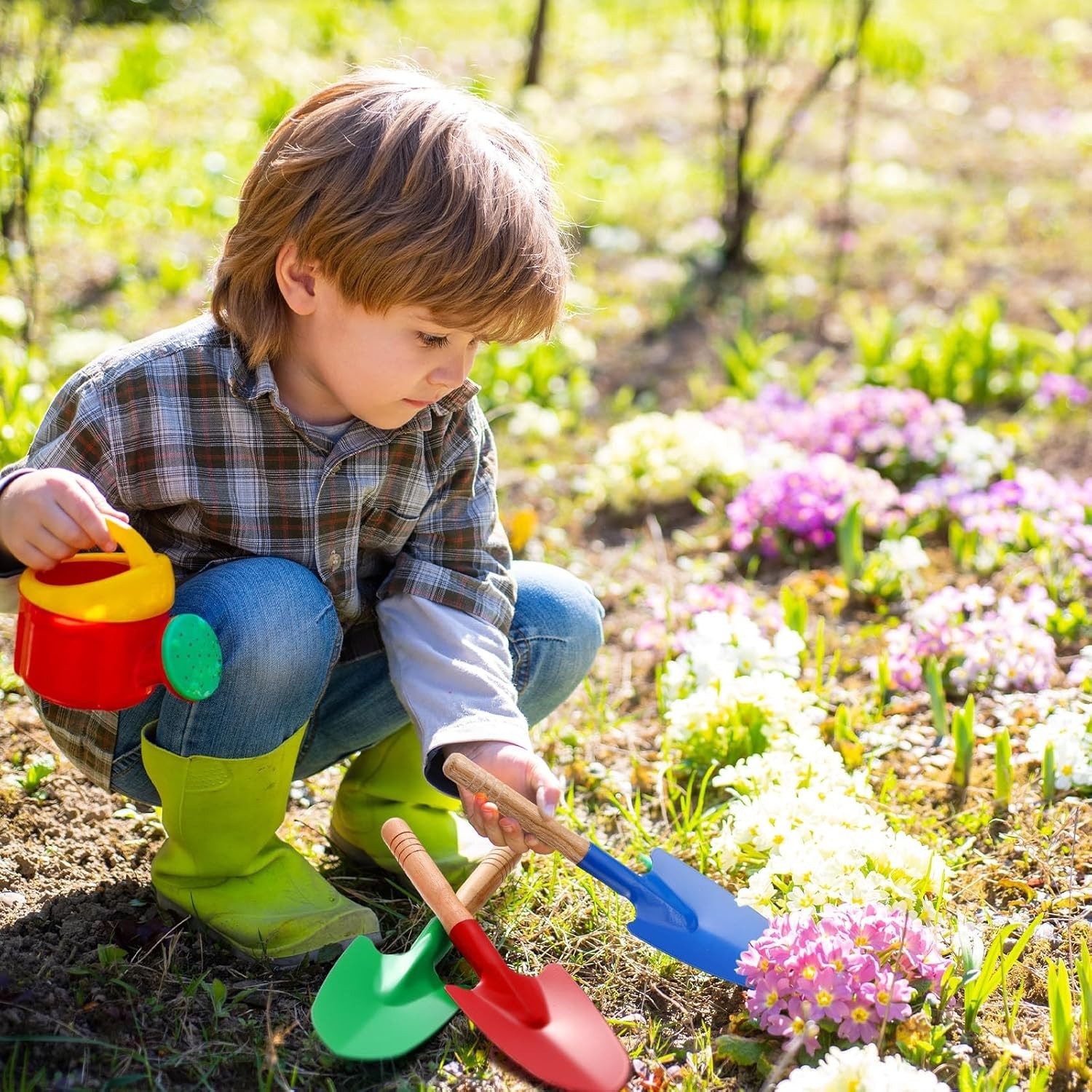 Vibrant 12-Pc Kids Gardening Tool Set – Mini Metal Shovels for Outdoor Fun