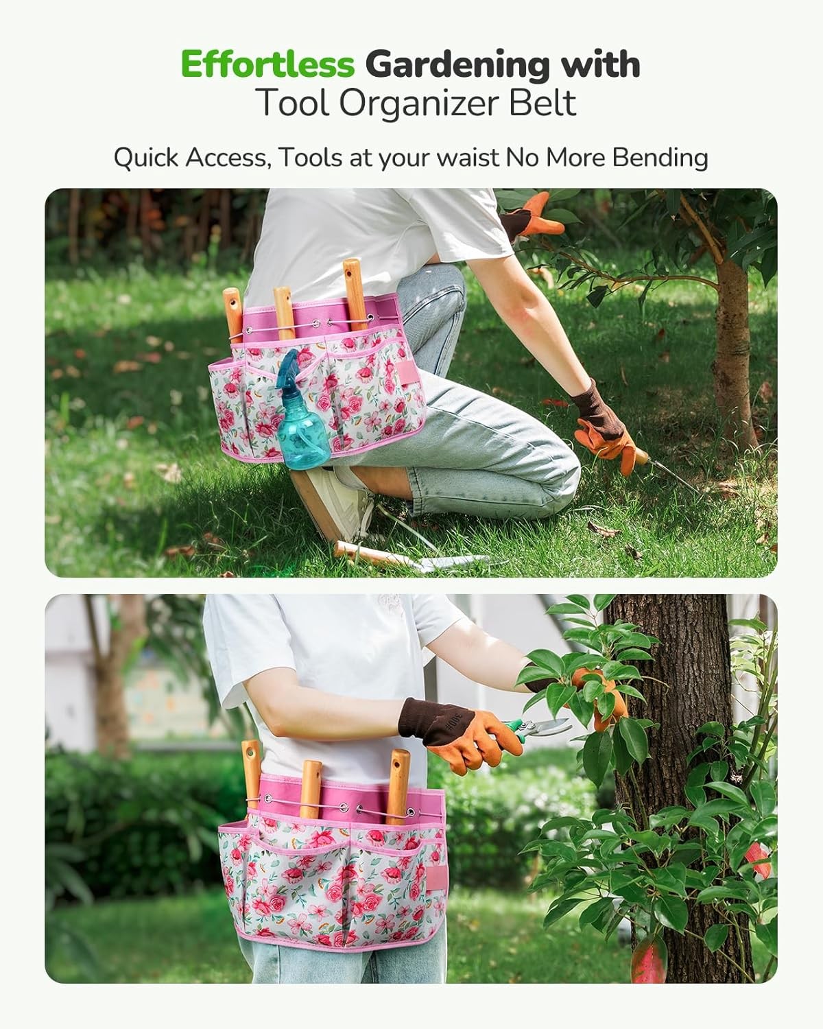 All-in-One Garden Tool Set with Tools Organizer Belt Adjustable, 10-Piece Garden