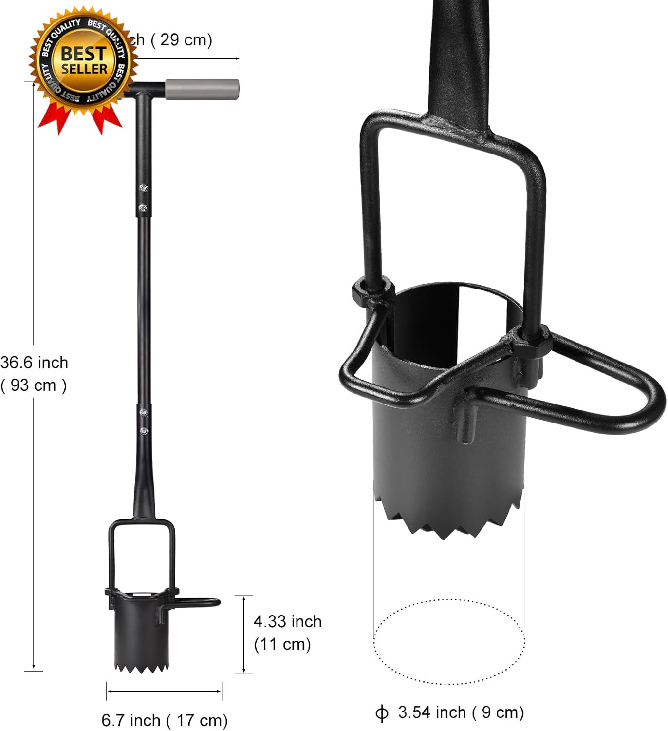 Sod Plugger, Bulb Planter with Long Handle and Serrated Base Garden Tool, Bulb T