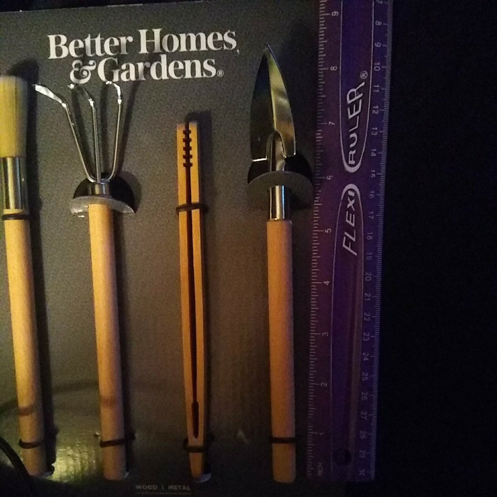Better Homes & Gardens Terrarium Tool Set Wood Metal Rake Shovel Brush Tweezers!