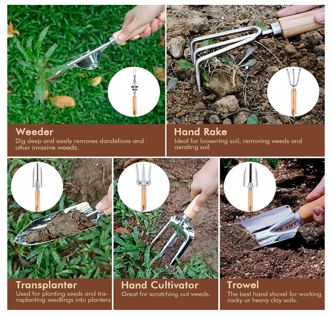 Gardening Tools – 10 Pcs Garden Tool Set Heavy Duty Stainless Steel Garden Suppl
