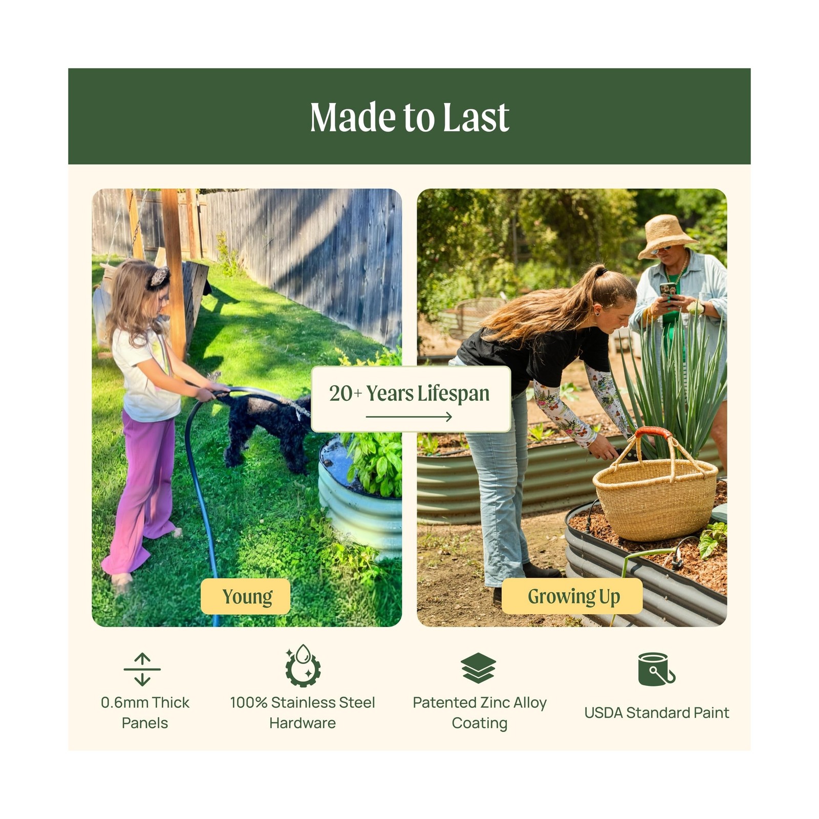 Vego garden 26″ Extra Tall Raised Garden Bed Kits, 9 in 1 Modular Raised Plan…