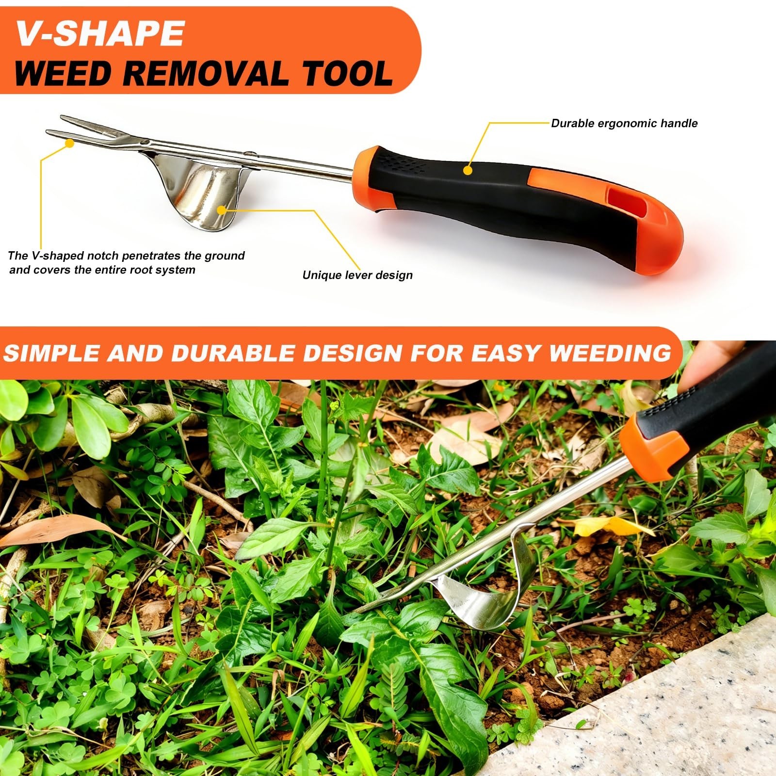 3-in-1 Garden Weeding Tool Set – Heavy Duty Weed Puller, Crevice Weeder, Ergonom