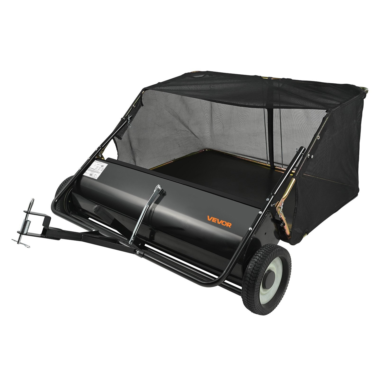 Tow Behind Lawn Sweeper, 44 in Pull Behind Lawn Sweeper, 25 cu. ft Large Capacit