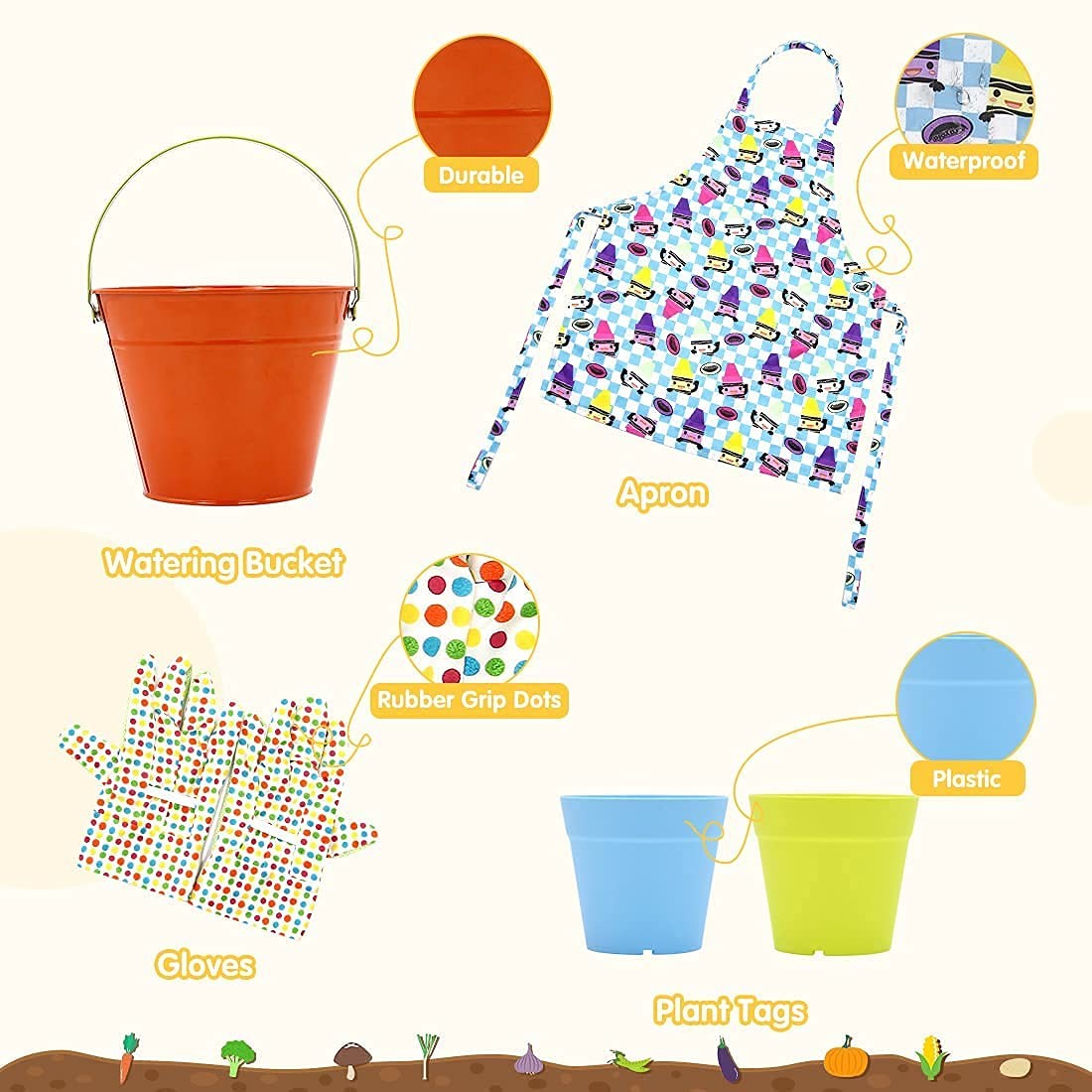 Kids Gardening Tools Set 12 PCS Toddler Gardening Outdoor Toys Gift for Age 3-8
