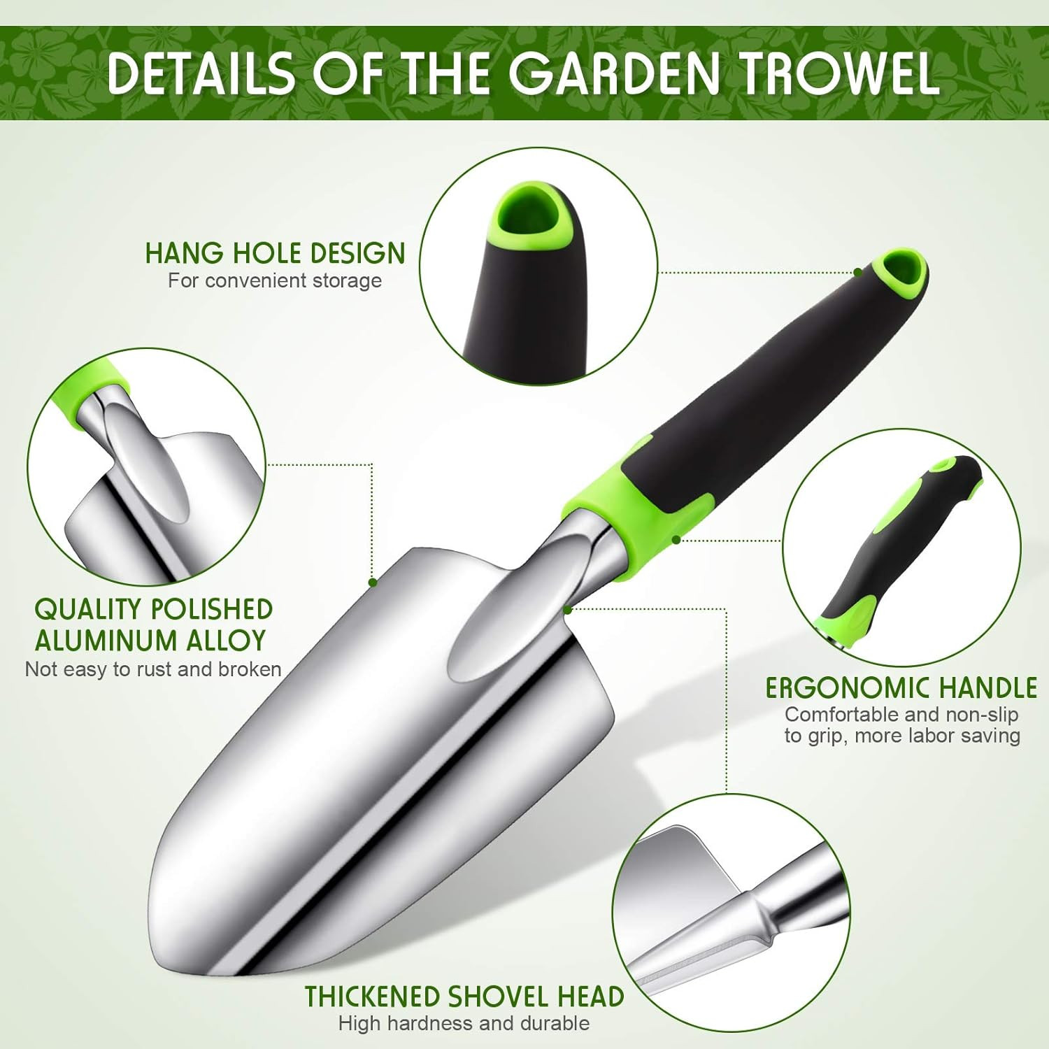 Garden Hand Trowel Transplant Trowel with Measurements Aluminum Alloy Plantin…