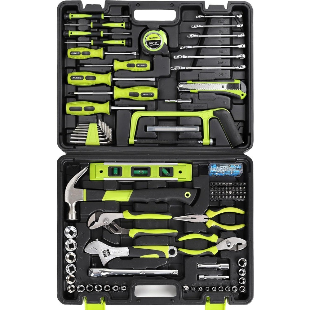 198-Piece Household Tool Set with Toolbox for DIY Home Repair and Maintenance
