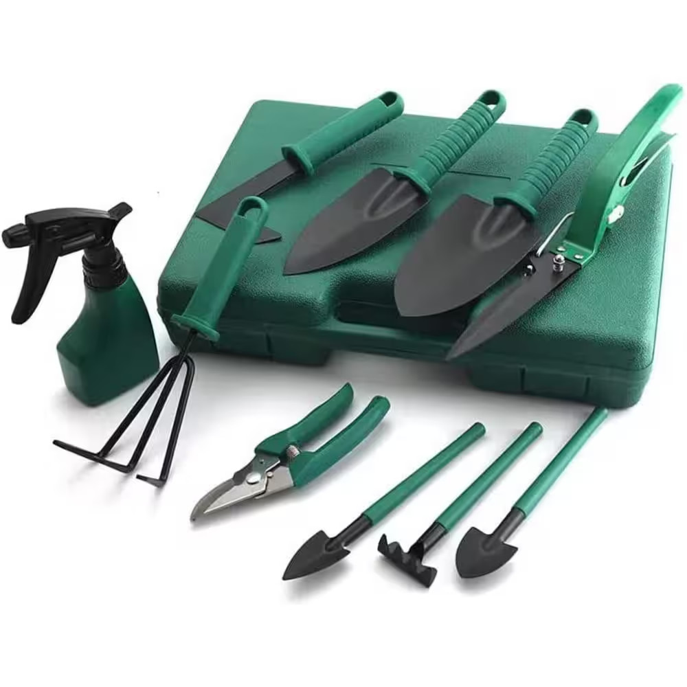 10-Piece Garden Tool Set Hand Gardening Tools Kit Green Non-Slip Handles with Gr