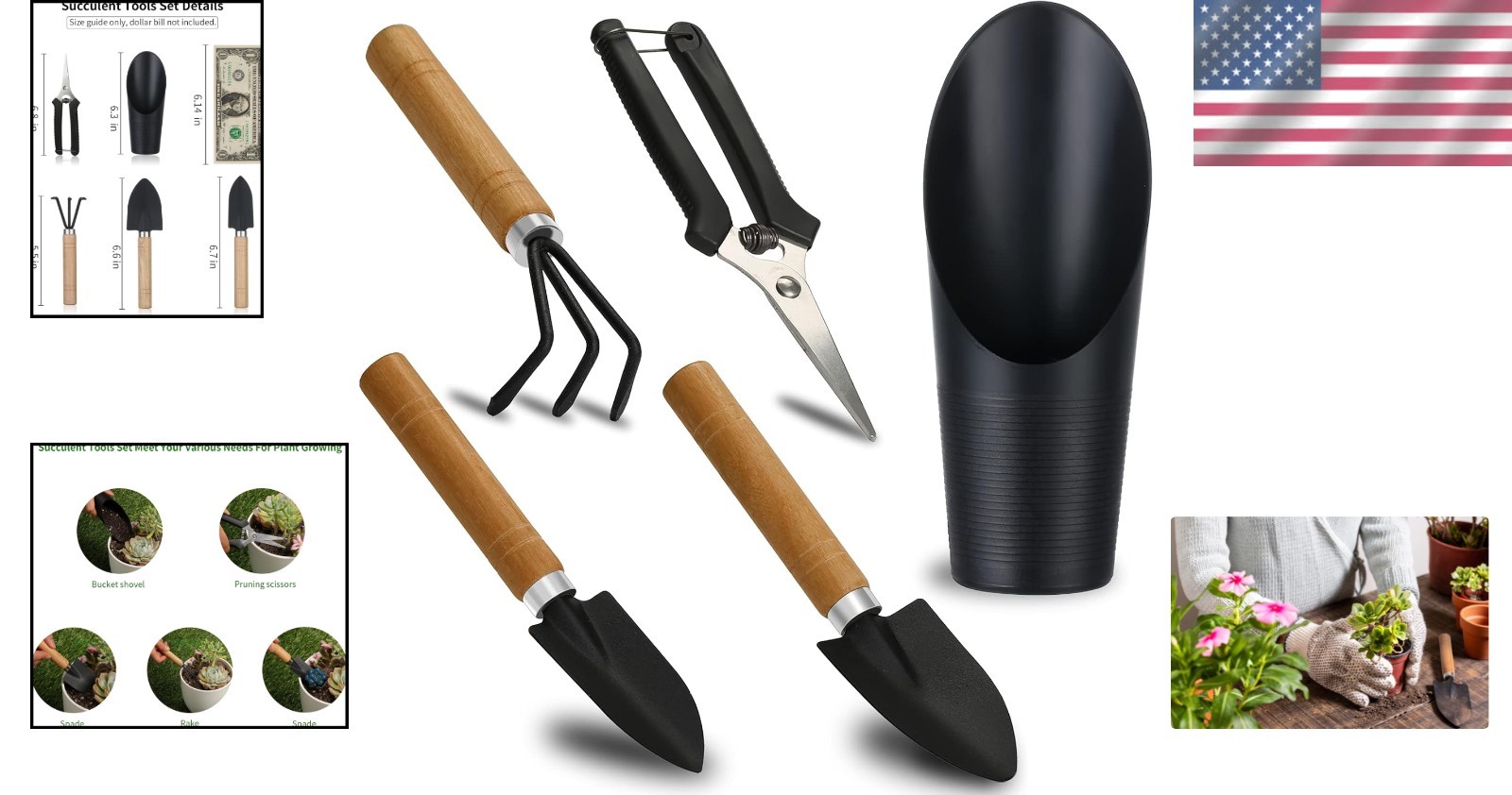Complete Mini Gardening Set – 5 Tools for Succulents, Houseplants, and Bonsais