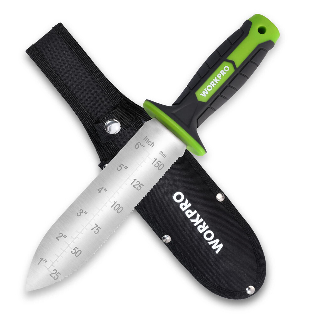 WORKPRO Green/Pink Hori Hori Garden Knife 7″Stainless Steel Blades Oxford Sheath