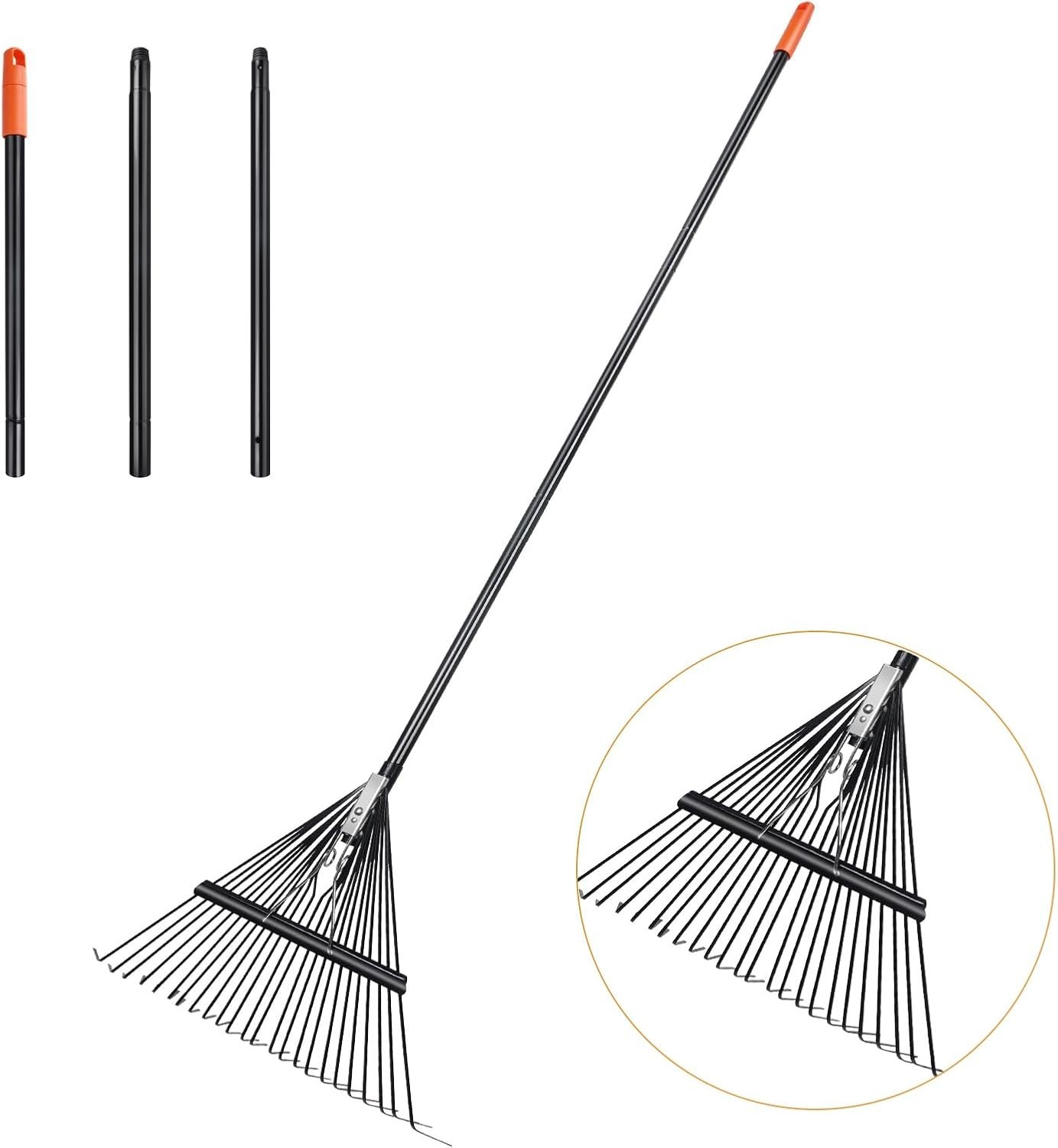 Lightweight 23.2″ Gardening Rake – Quick Assemble with Spiral Connection