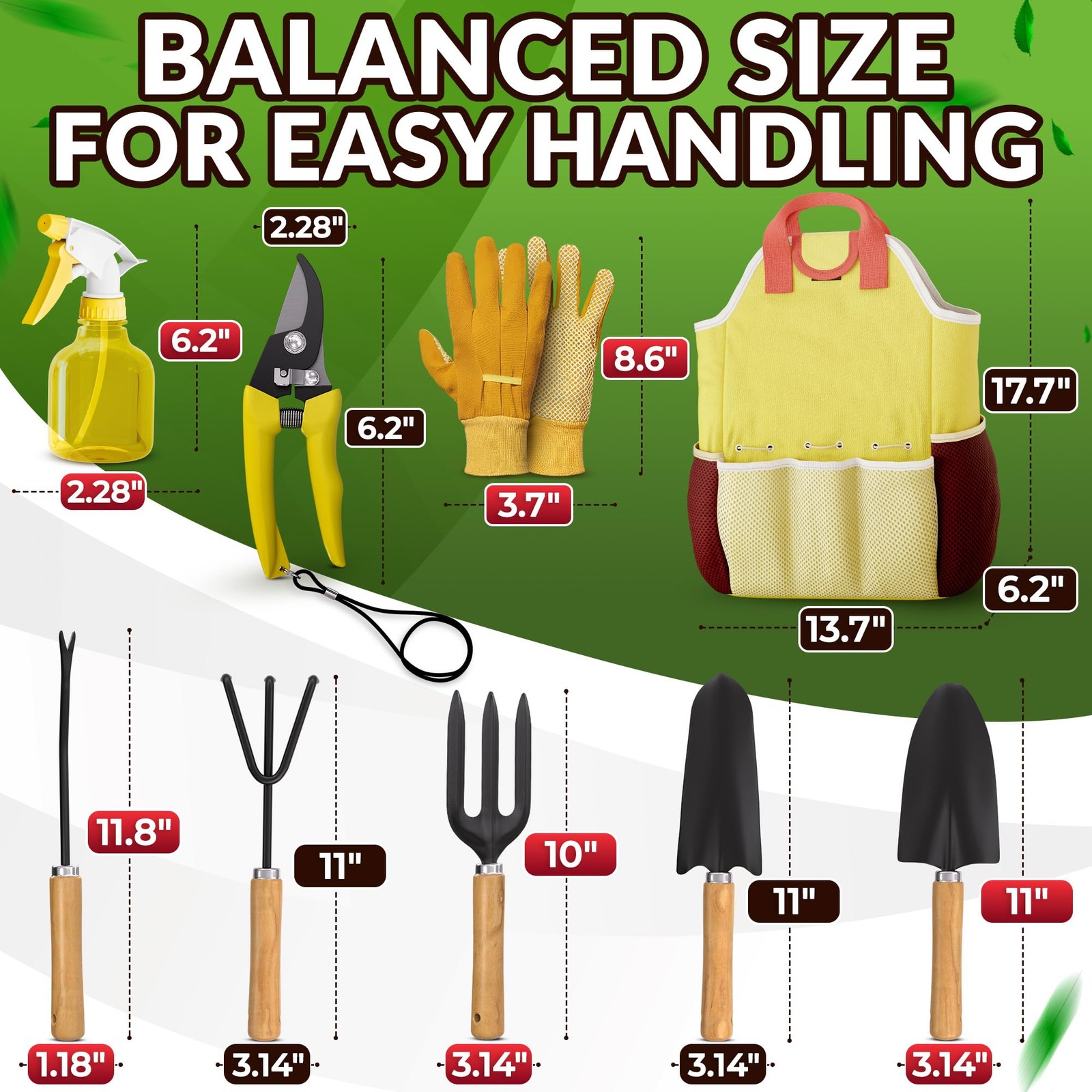 Compact Gardening Tool Set of 9 – Mini Garden Kit for