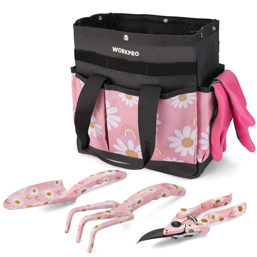 WORKPRO 5PIECE Heavy Duty Garden Tool Set Aluminum Gardening Tool Set w/Tool Bag