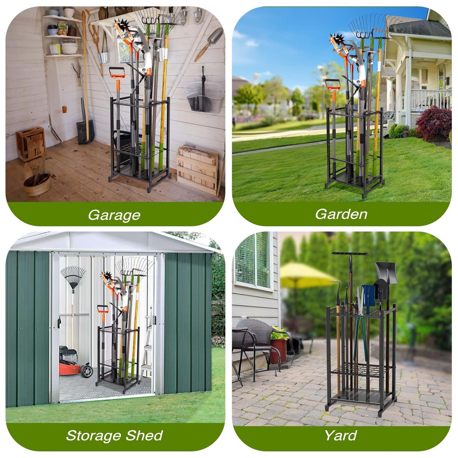Garden Tool Organizer, Yard Tool Tower Rack for Garage Organization and Stora…