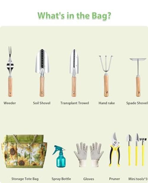 12Pcs Garden Tools Set, Heavy Duty Gardening Kit with Garden Tools Set 12Pcs