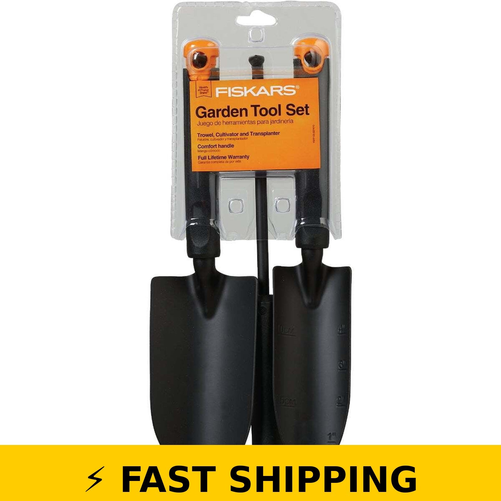Fiskars 3-Piece Garden Tool Set – Trowel, Transplanter, Cultivator
