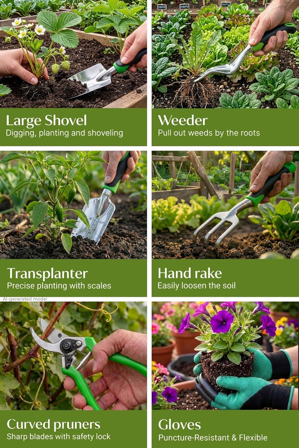 23-Piece Heavy Duty Garden Tools Set with Tote Knee Pad Gloves