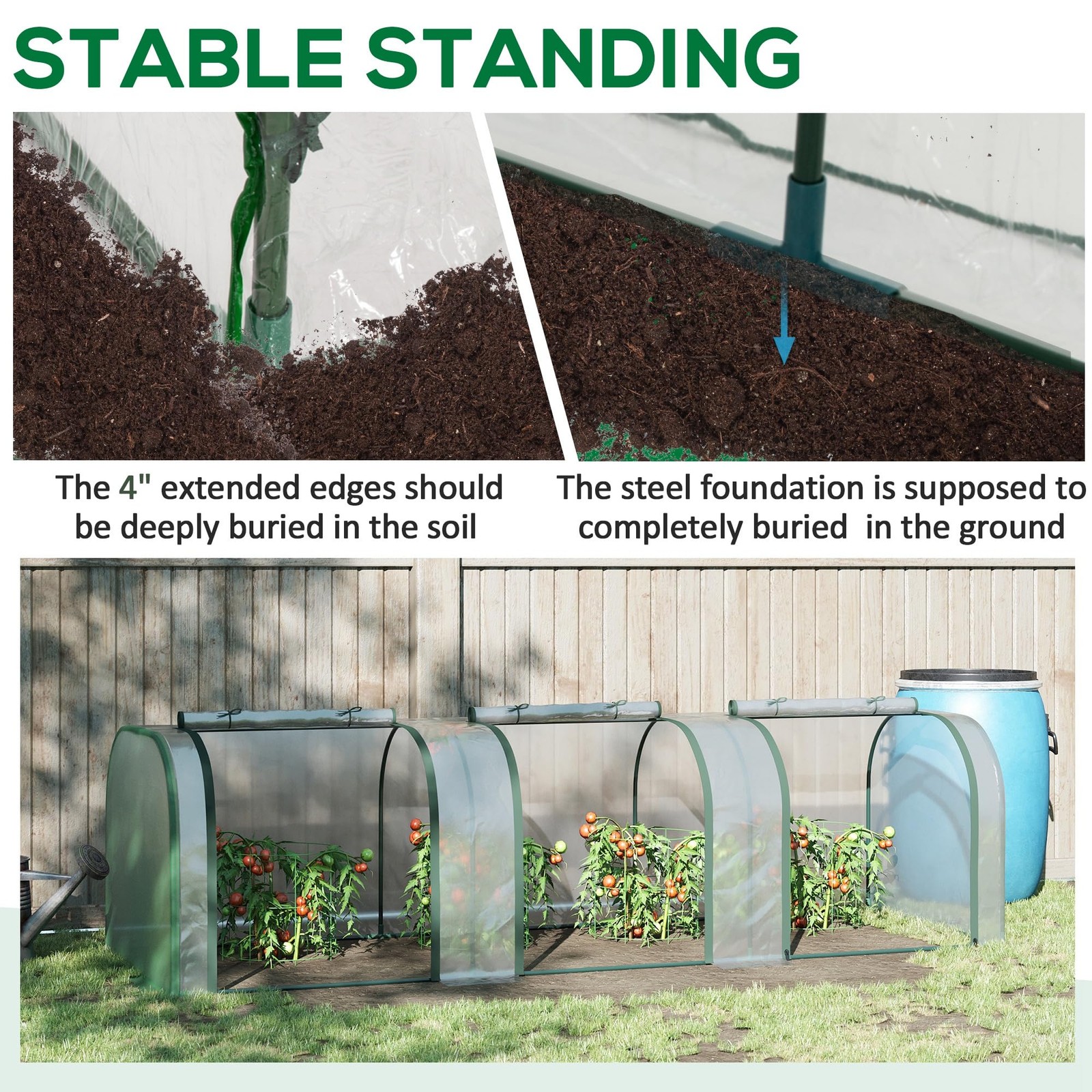 Outsunny 10 X 3 X 2.5 Mini Greenhouse Portable Tunnel Green House Roll-Up