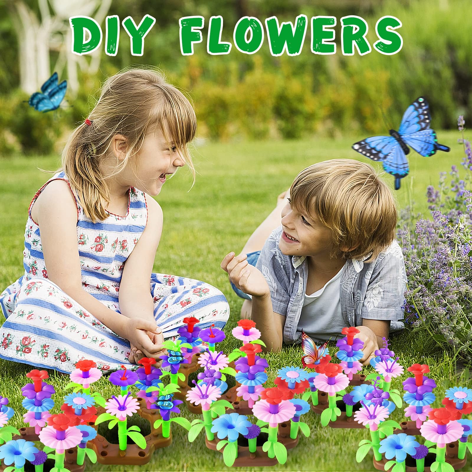Qtioucp 16Pcs Kids Gardening Tools Outdoor Toys Set Backyard Play with Wheelbarr