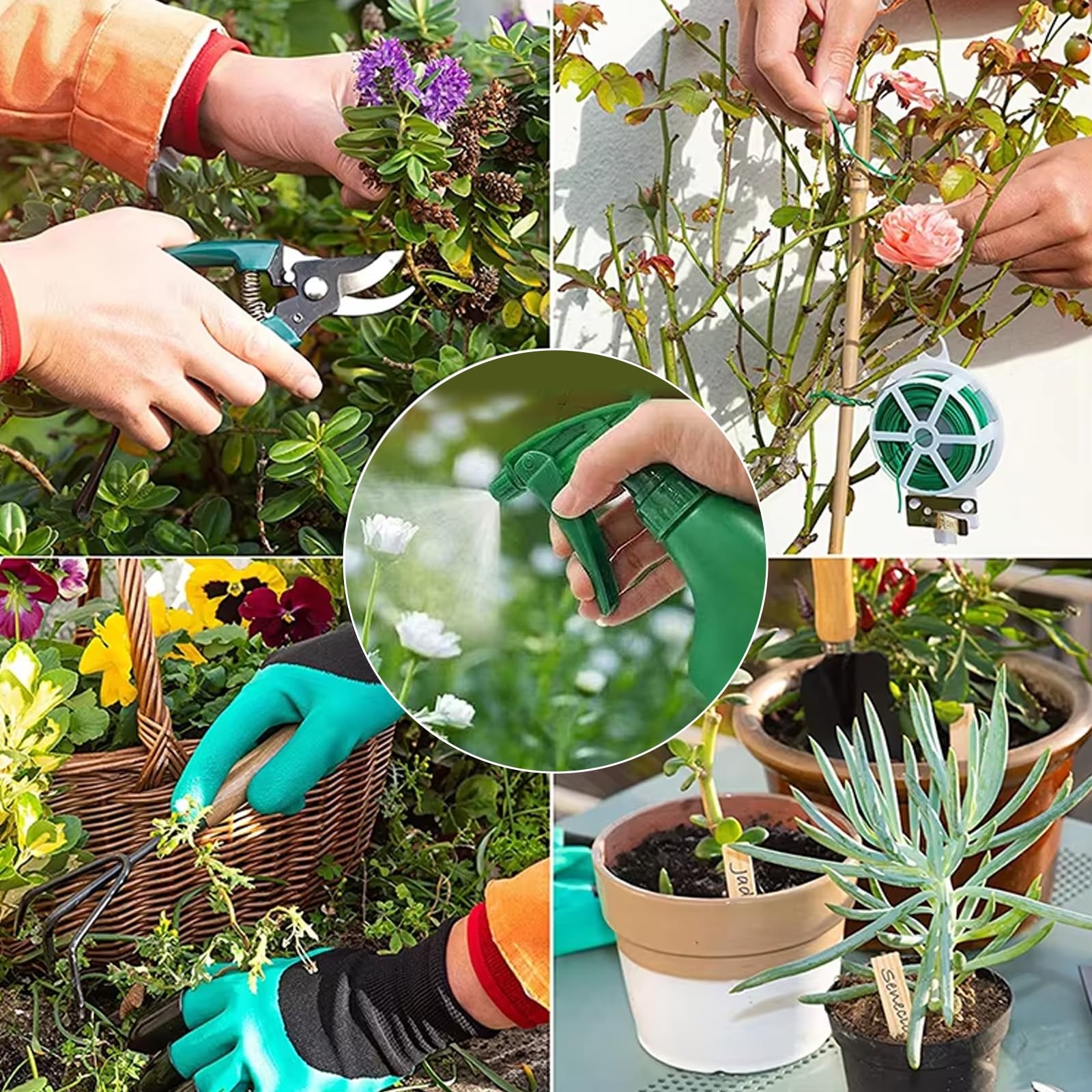 11 PCS Gardening Hand Tools Heavy Duty Stainless Steel Repotting Mat Gift Box