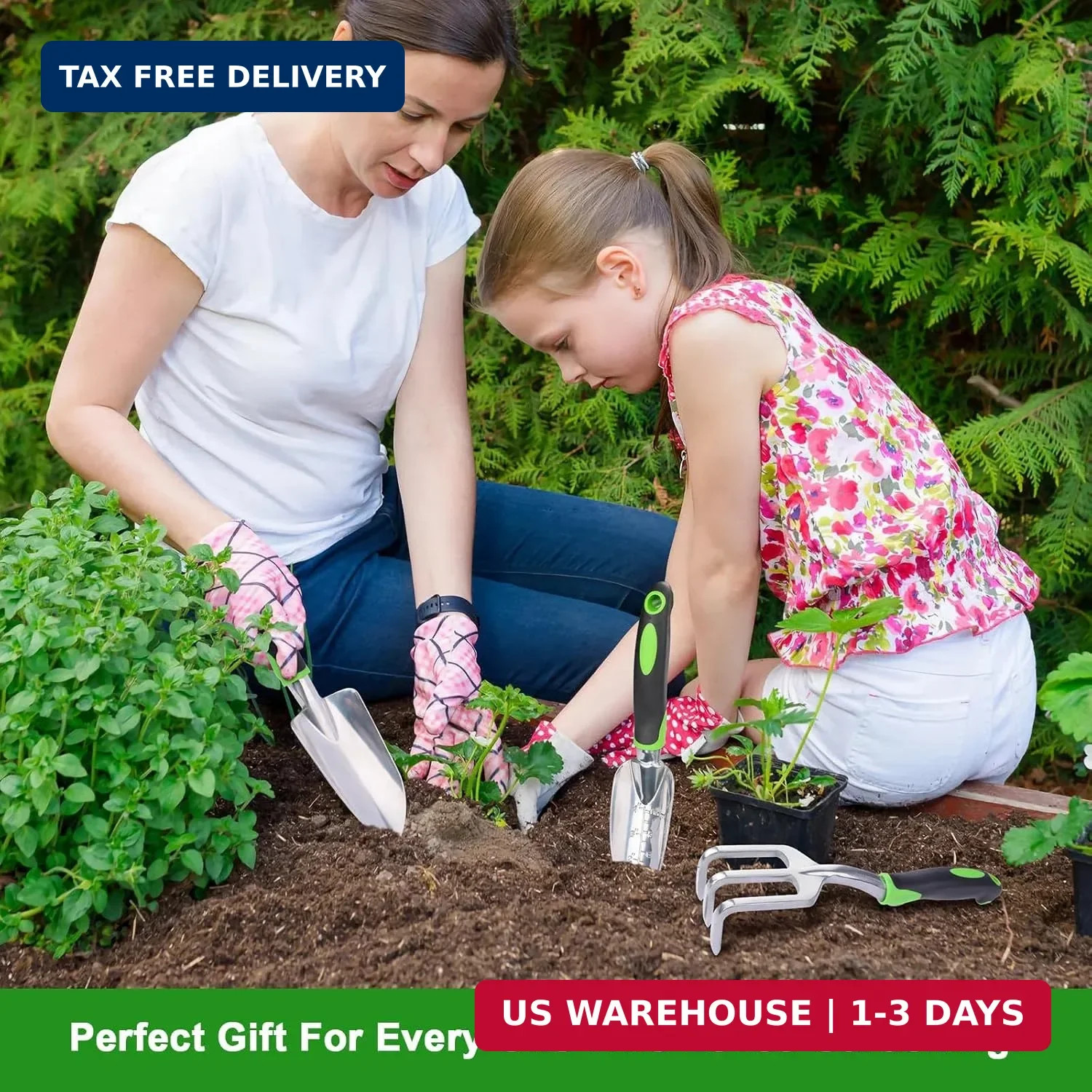 Garden Tools Set, 3 Pack Heavy Duty Gardening Tools Set Include Garden Shovel, T