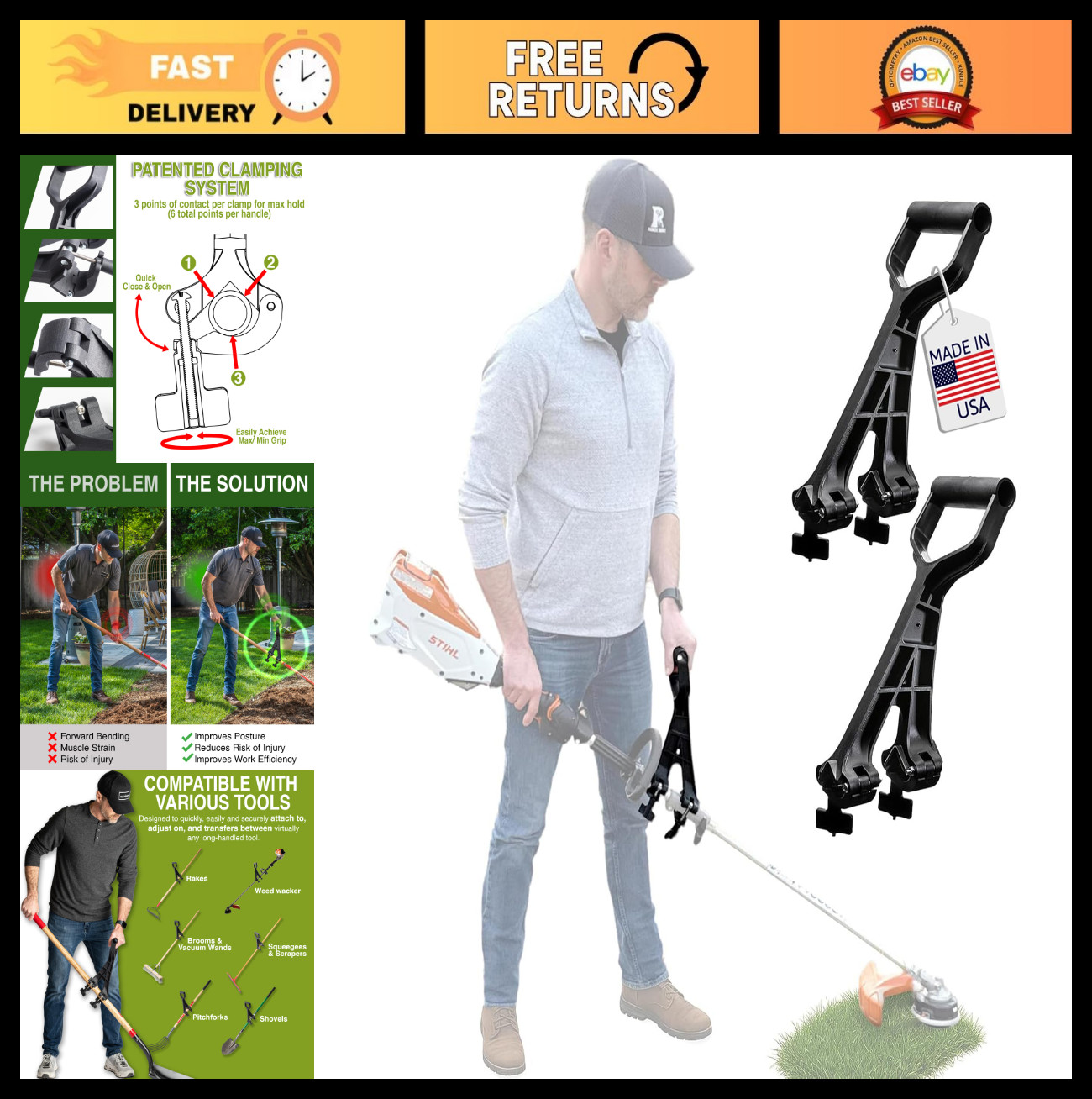 Universal Handle Attachment for Weedeater, String Trimmer & Garden Tools | Ergon