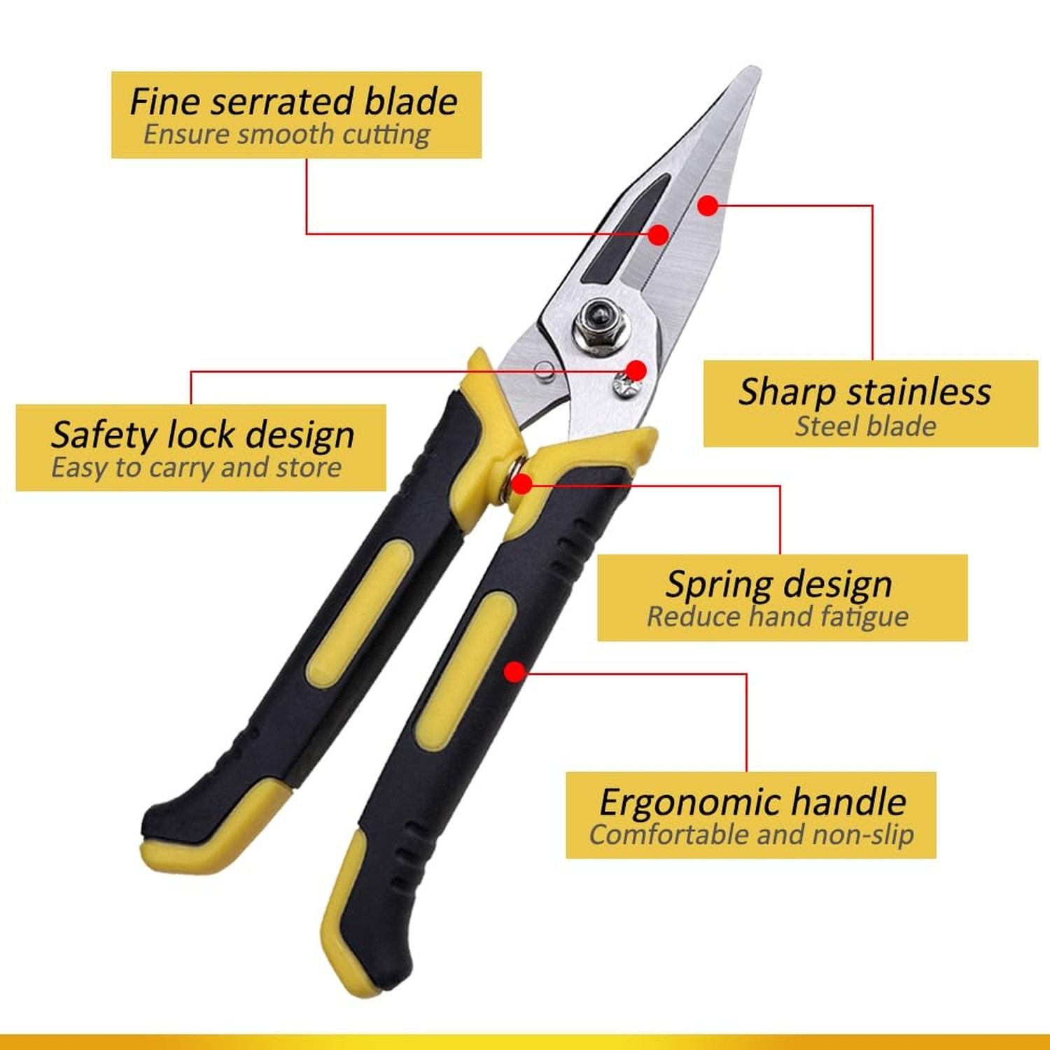 Stainless Steel Industrial Scissors, Utility Heavy Duty with Non-Slip Comfort…