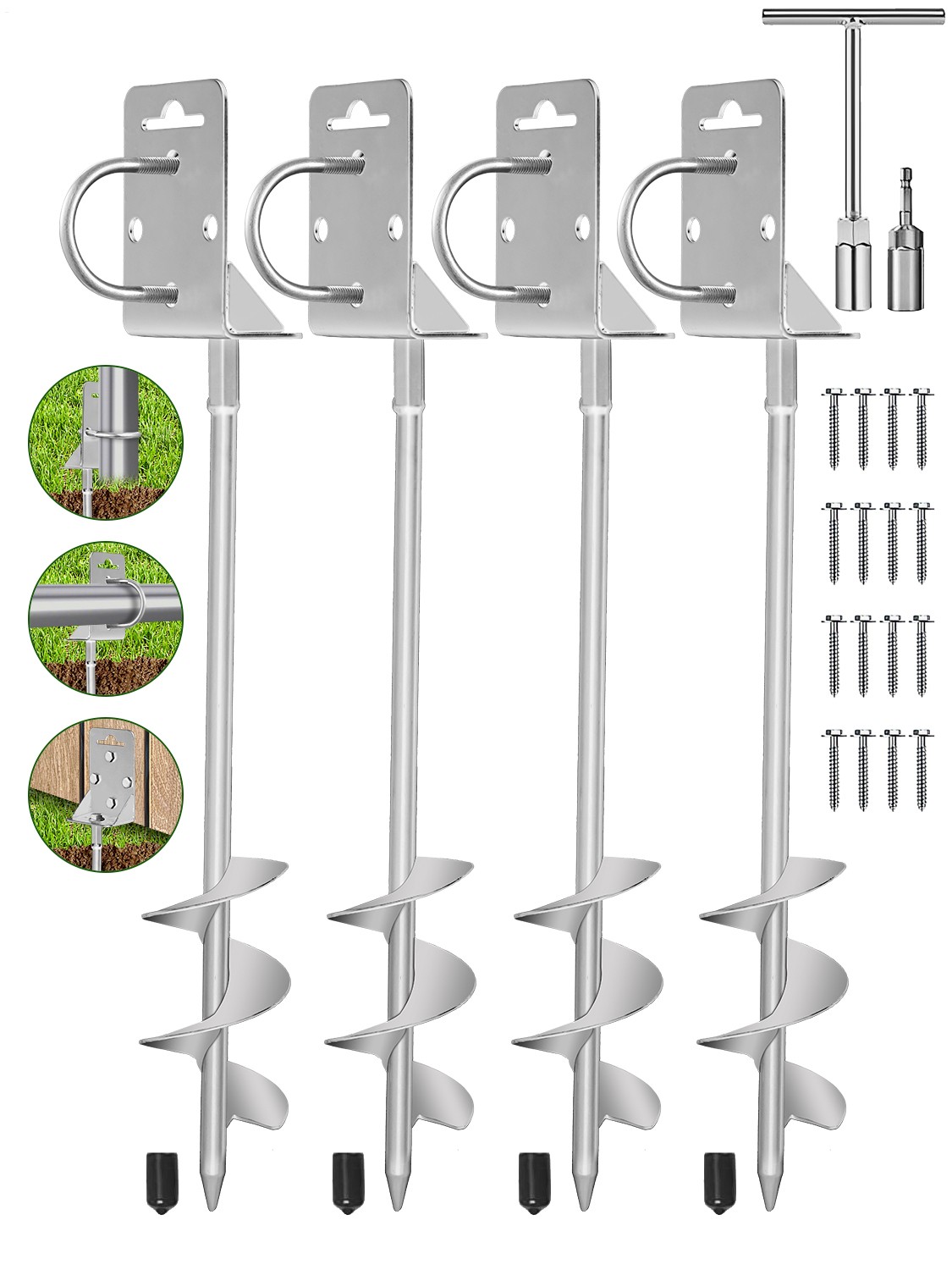 Spiral anchor multi-purpose ground nail suitable for sheds swing sets carports