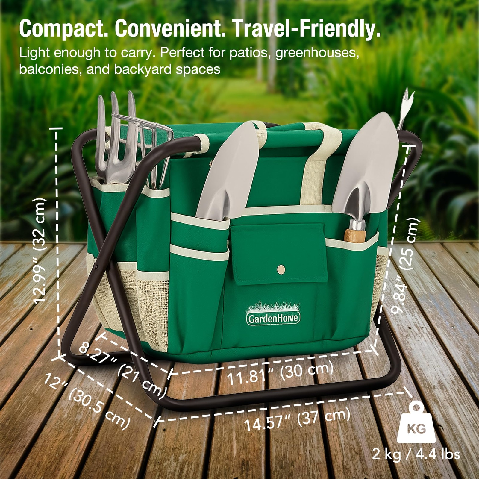 7-Piece Gardening Tool Set – Stainless Steel Tools, Stool & Tote for Gardeners