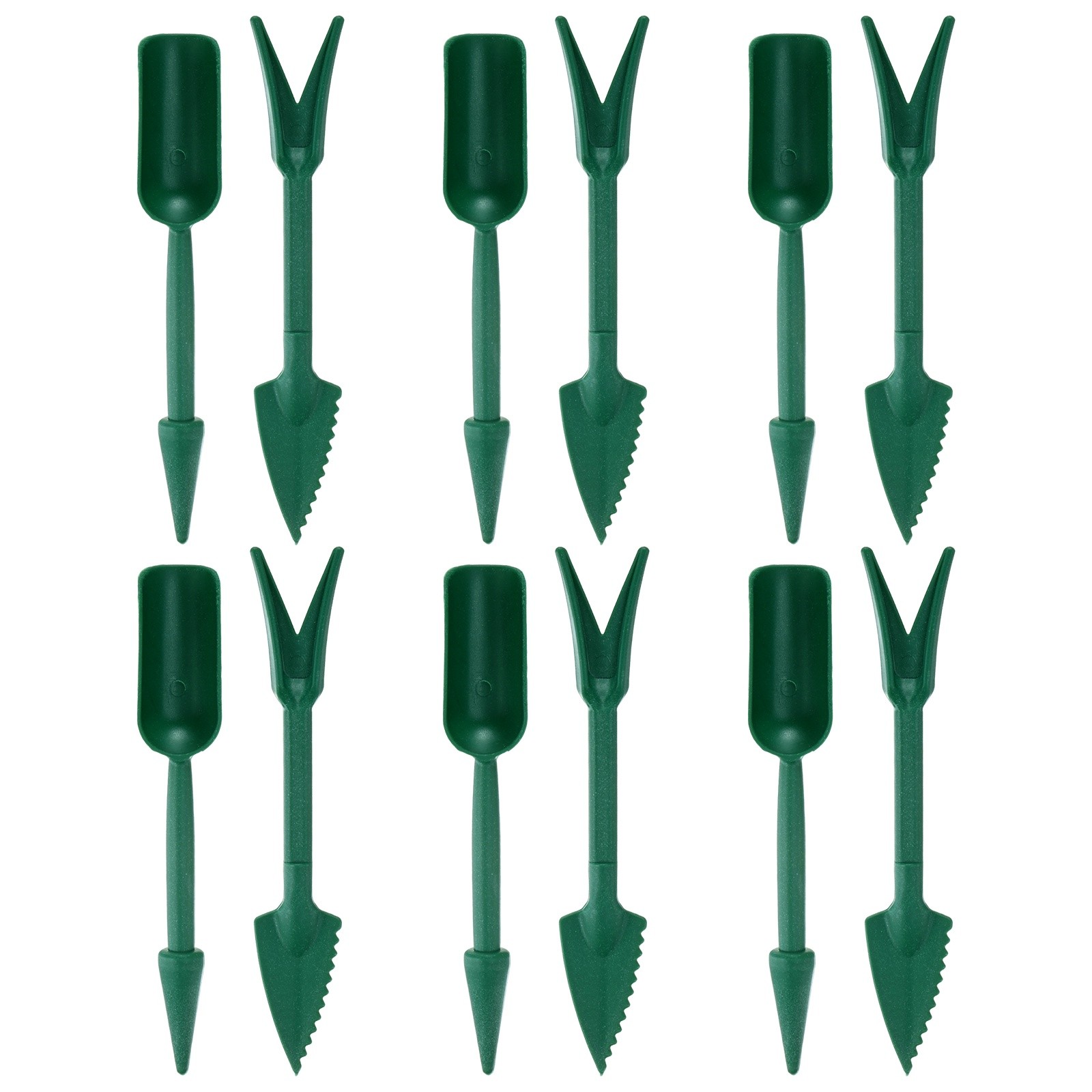 6-Set Mini Gardening Tools, Plastic 2-in-1 Garden Hand Tools Set [Green]