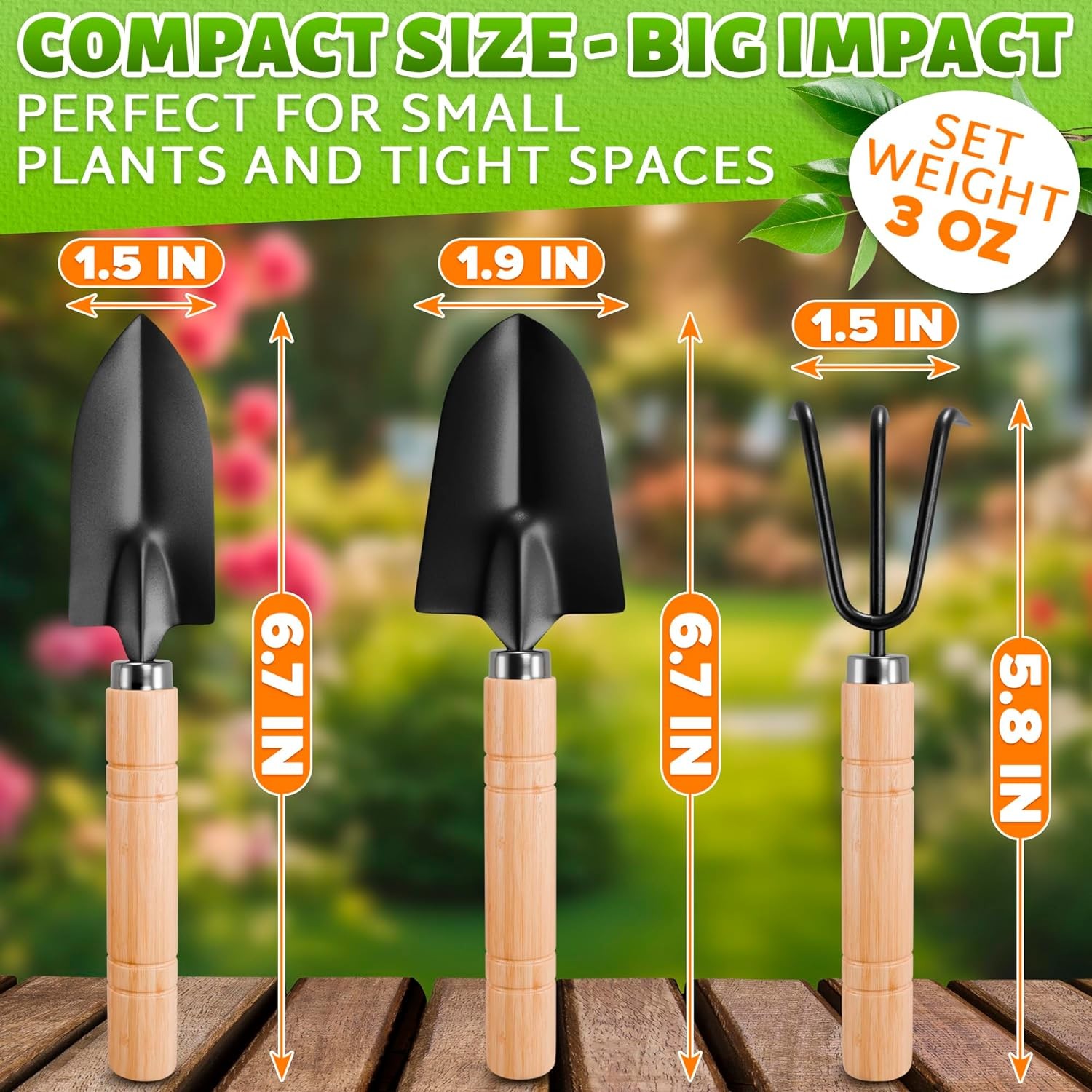 Small Garden Tools – 3 Pcs Mini Garden Tools Set with Small Trowel, Mini Shovel