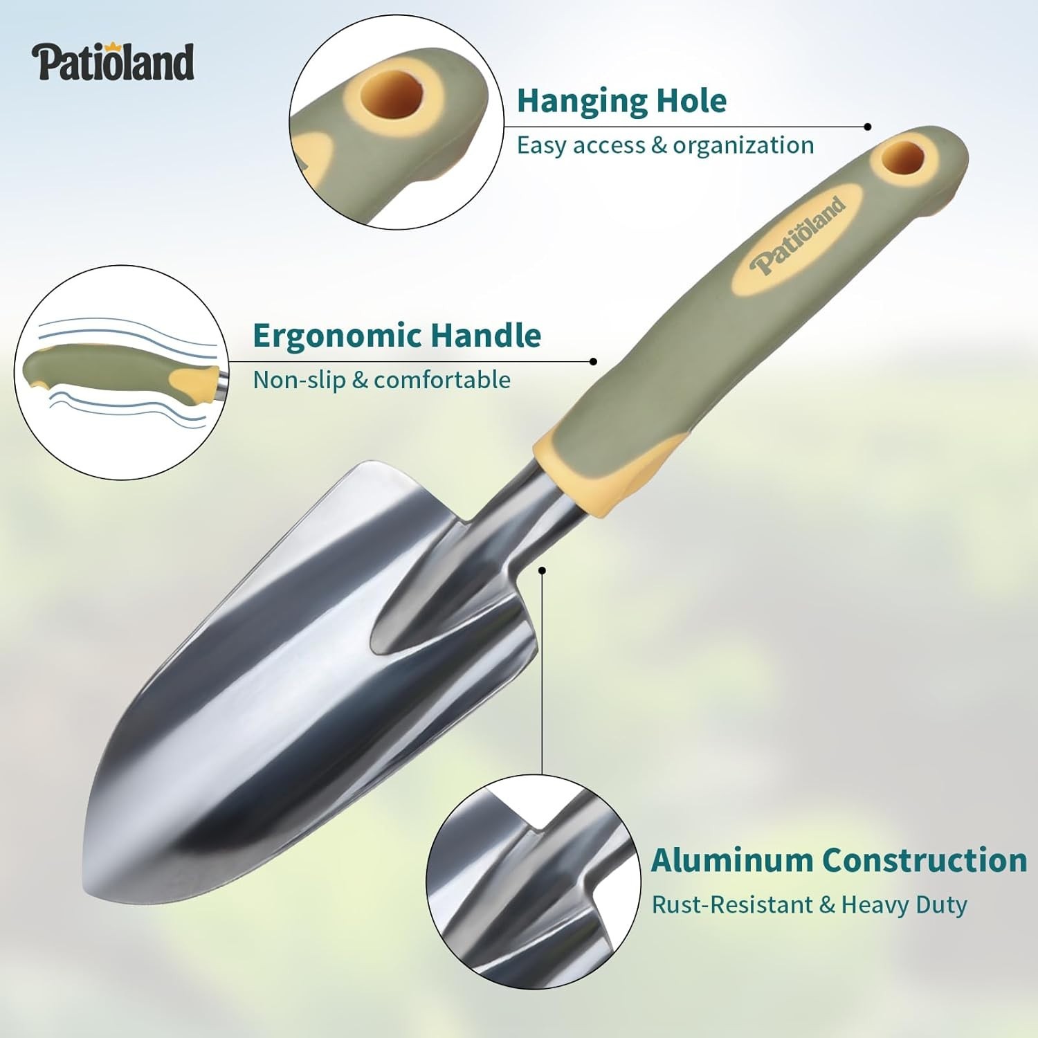 4 Piece Garden Tools Set, Gardening Tools Set with Hand Trowel, Cultivator Ra…