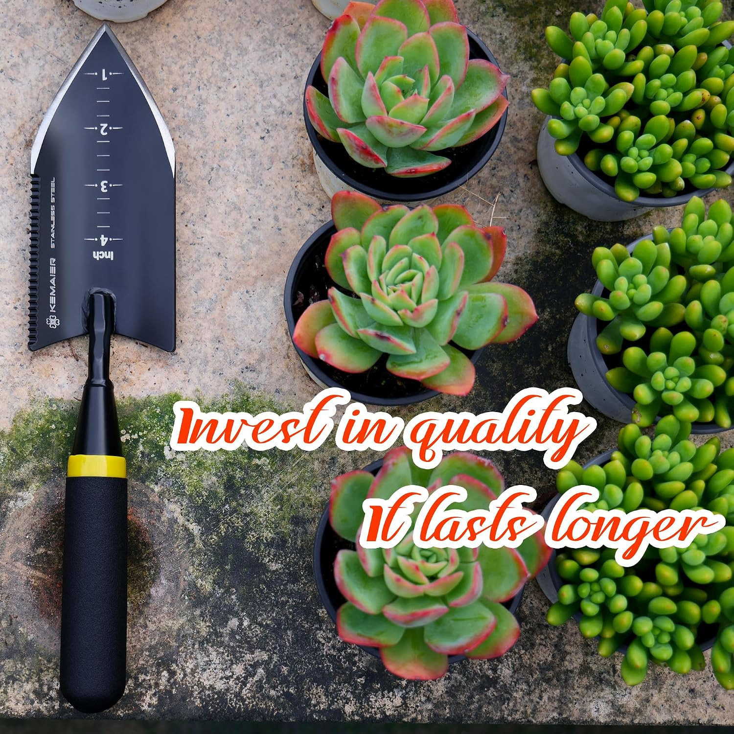 Heavy-Duty Trowel Garden Tool, Stainless Steel Serrated Hand Shovel
