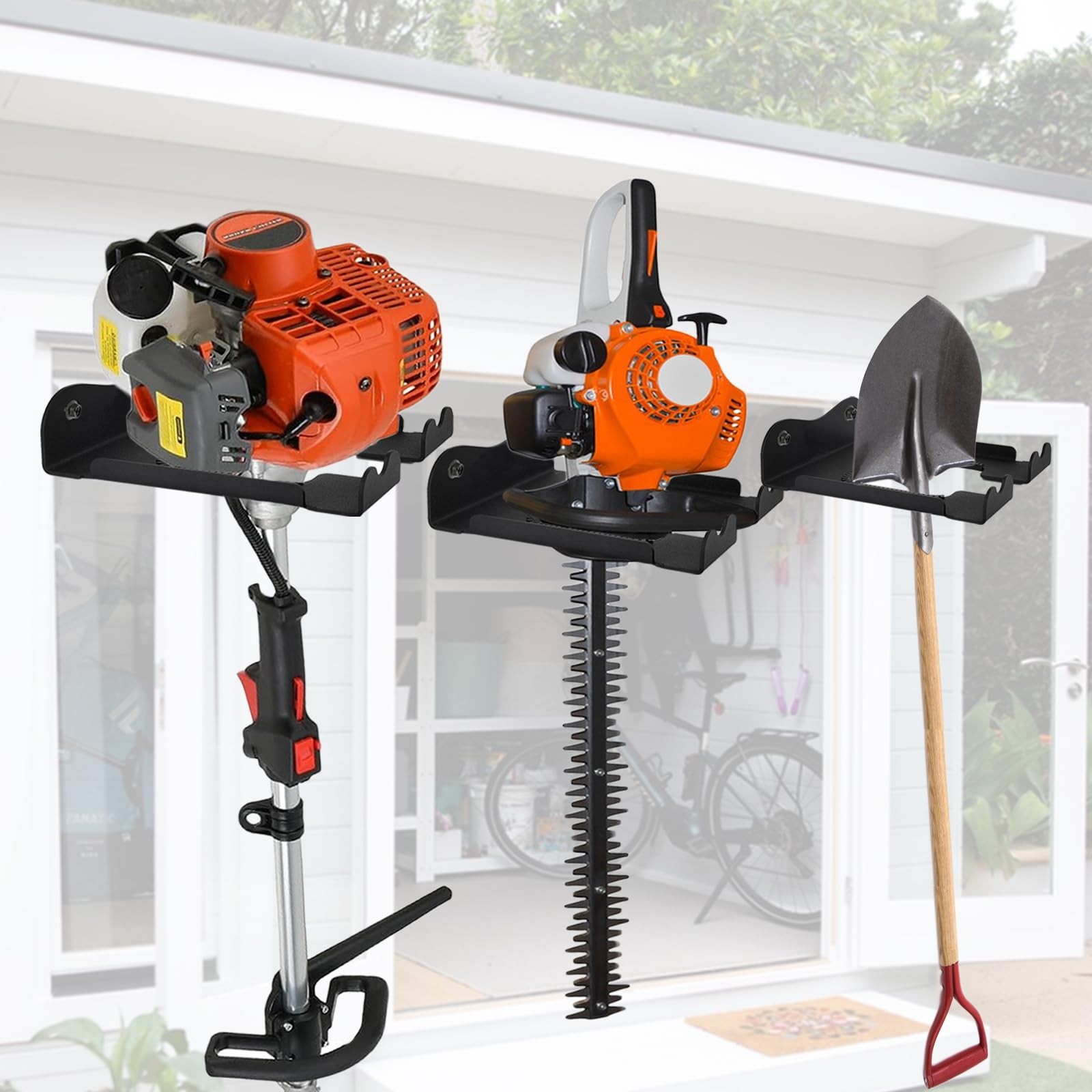 Ertuohg 2PCS Garage Organizer Trimmer Rack, Heavy Duty Weeder Eater Hanger Tr…