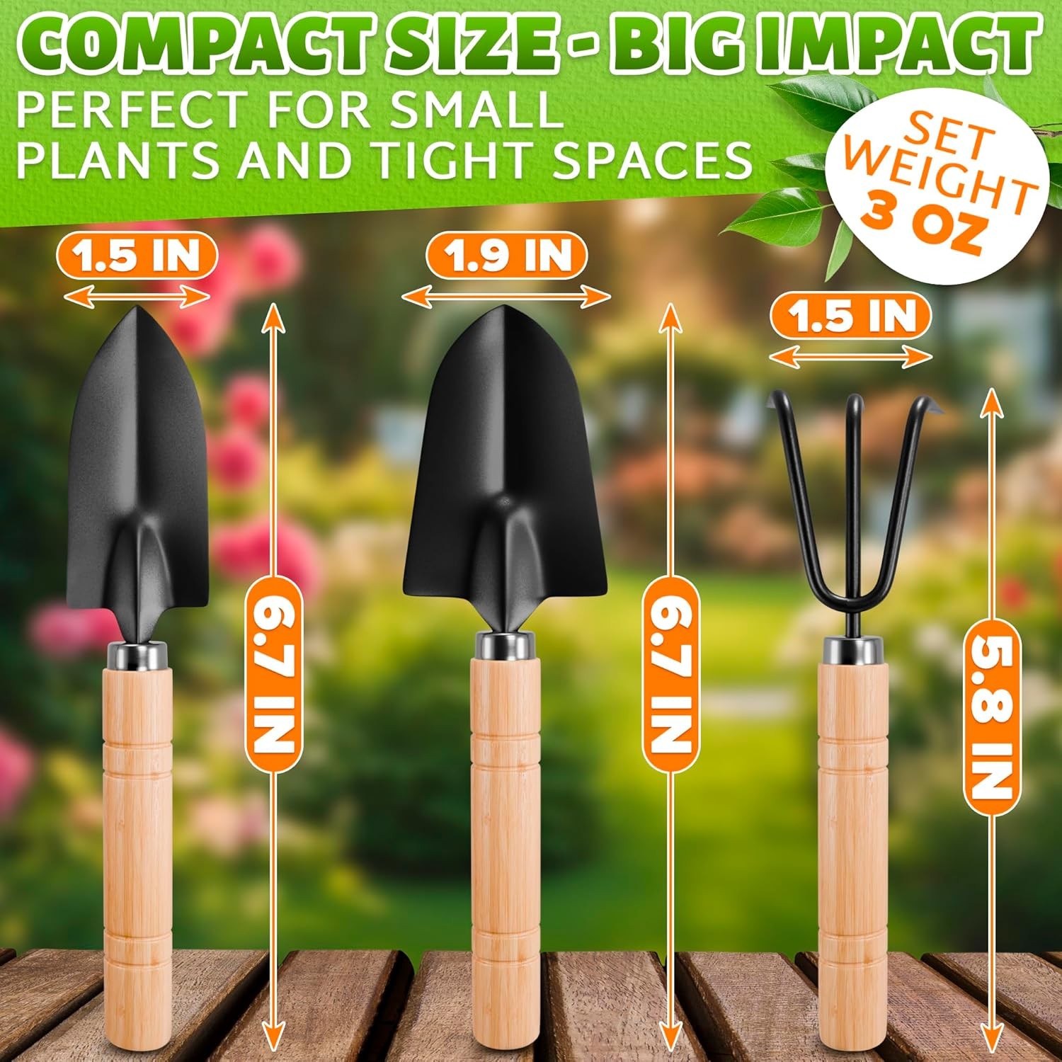 3 Pcs Mini Garden Tools for Gardening – Small Garden Tools Set with Mini Shove