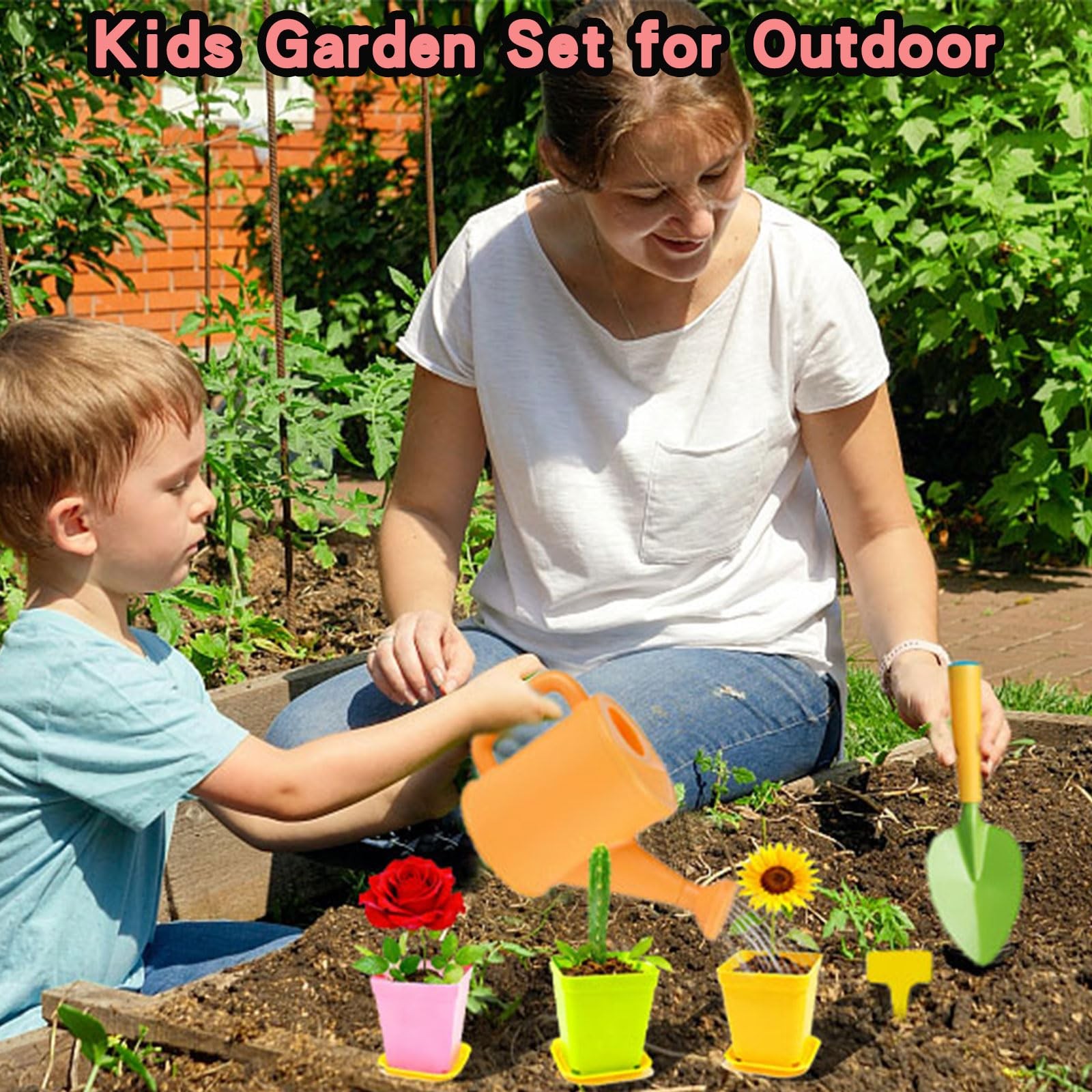 Gardening Set for Girls Boys Ages 3-7,13PCS Garden Tool Kit with Apron,Tote B…