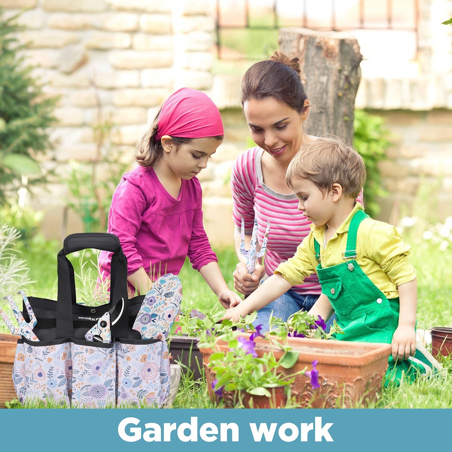 WORKPRO 5PC Heavy Duty Garden Tool Set Gardening Hand Tool Set w/Garden Tool Bag