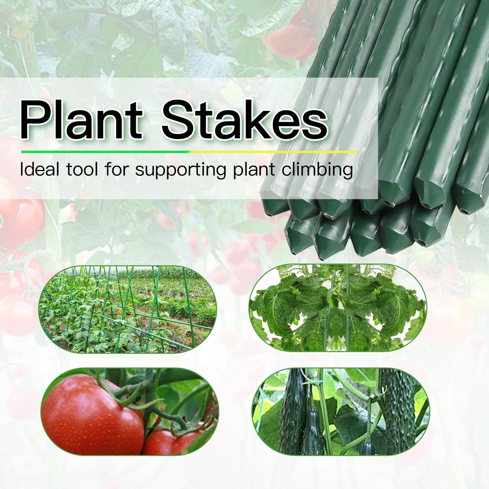 Garden Stakes 6ft, 6Feet Metal Plant Stakes 25 Pack for Gardening and Farm, 7…