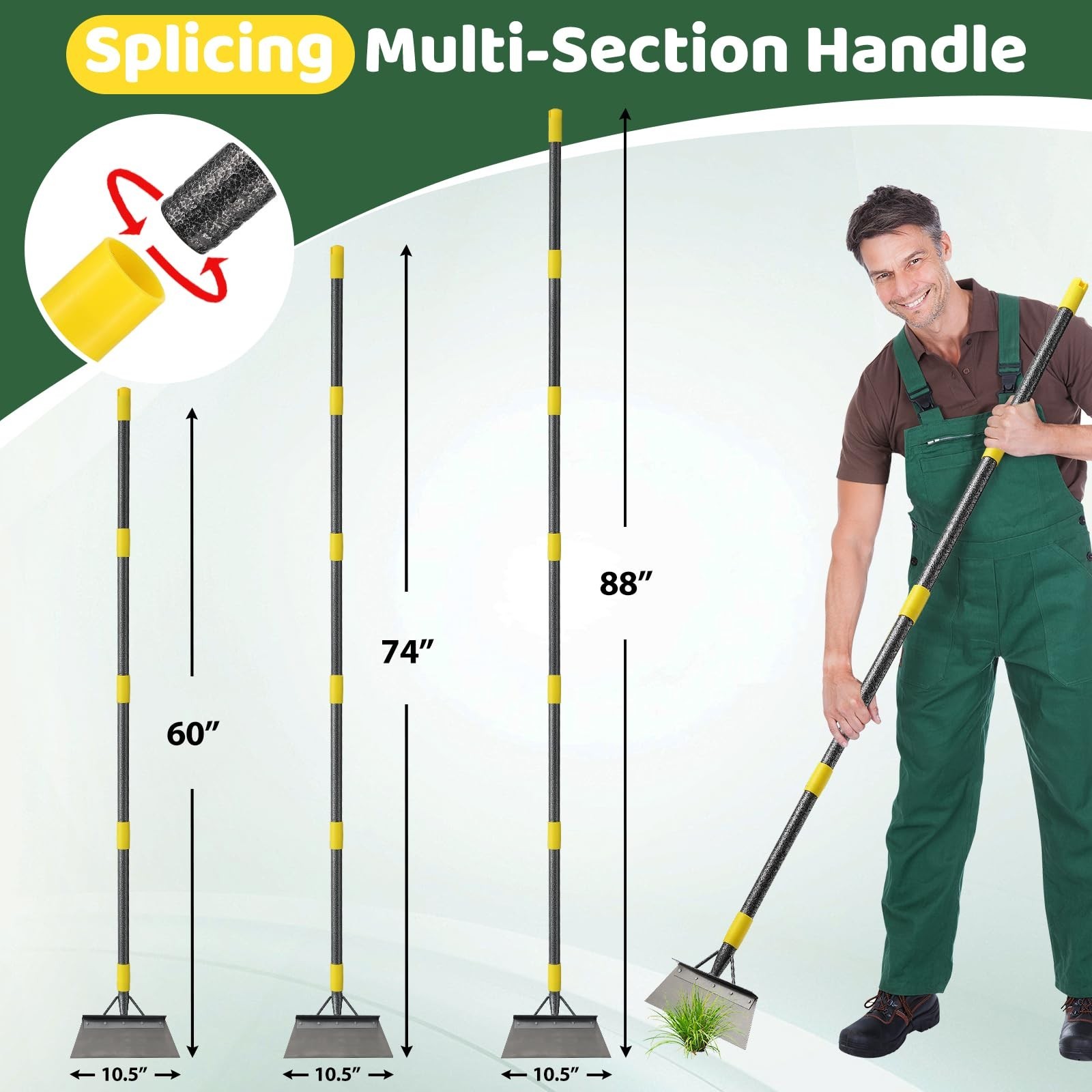 Garden Flat Shovel,Floor Scraper, 88″ Long Multifunctional Garden Cleaning Sh…
